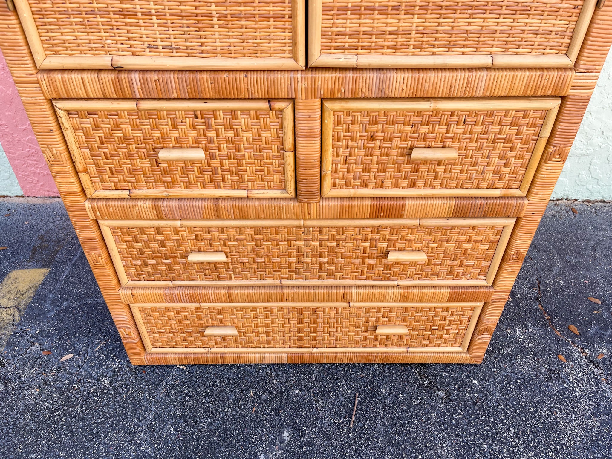 Island Style Rattan Wrapped Cabinet - Image 9