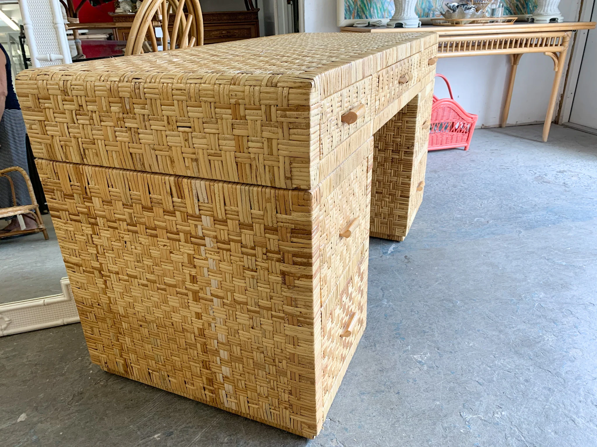 Island Style Rattan Wrapped Desk - Image 6