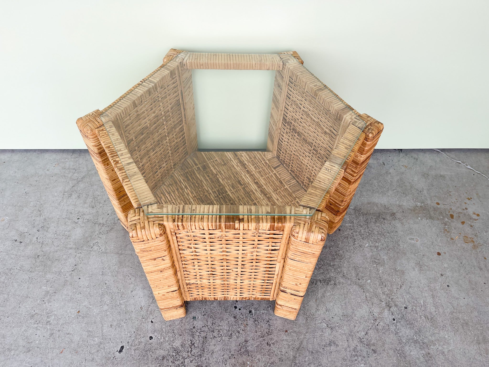Island Style Rattan Wrapped Hex End Table - Image 3