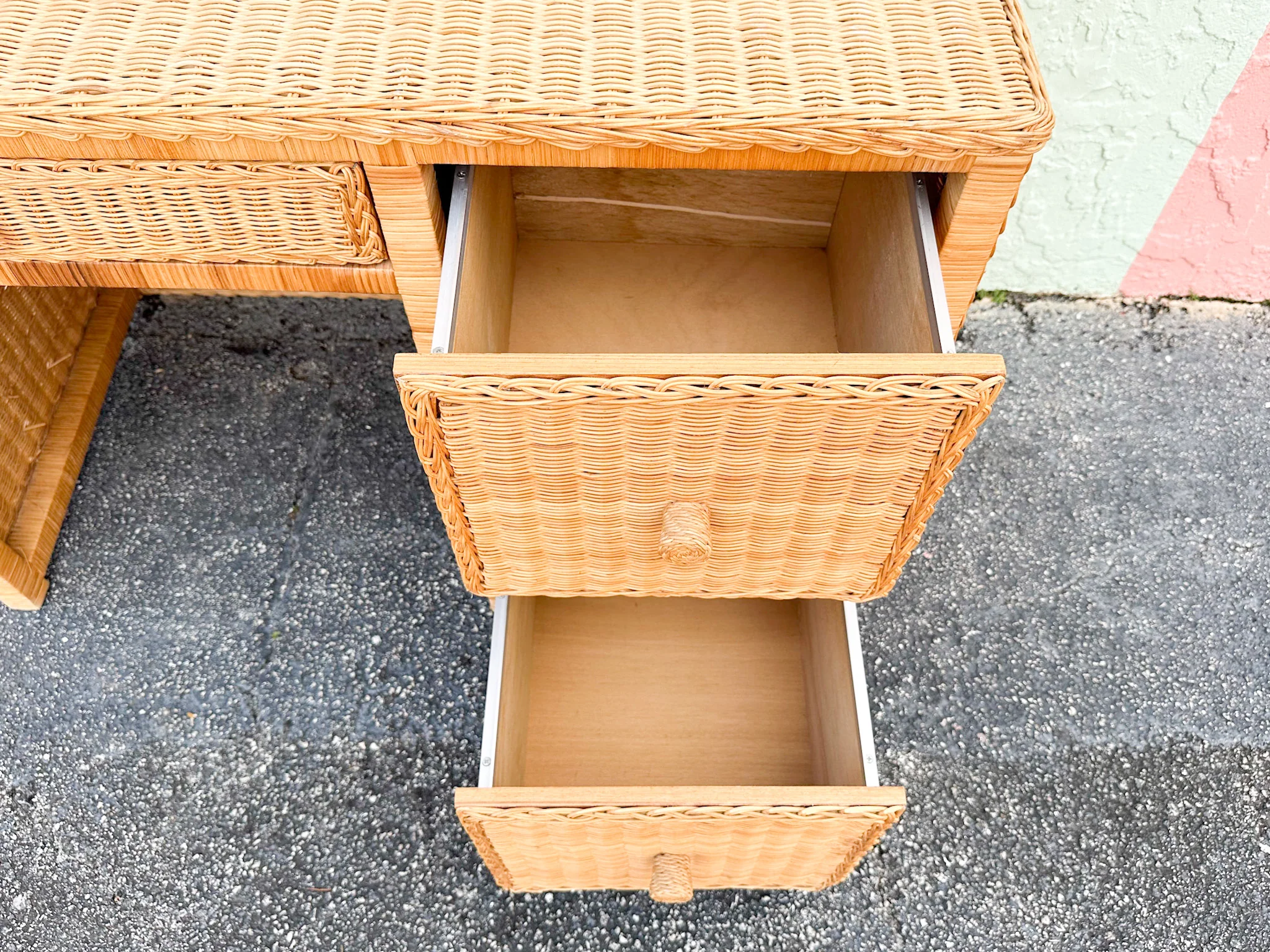 Island Style Wicker Wrapped Desk - Image 5