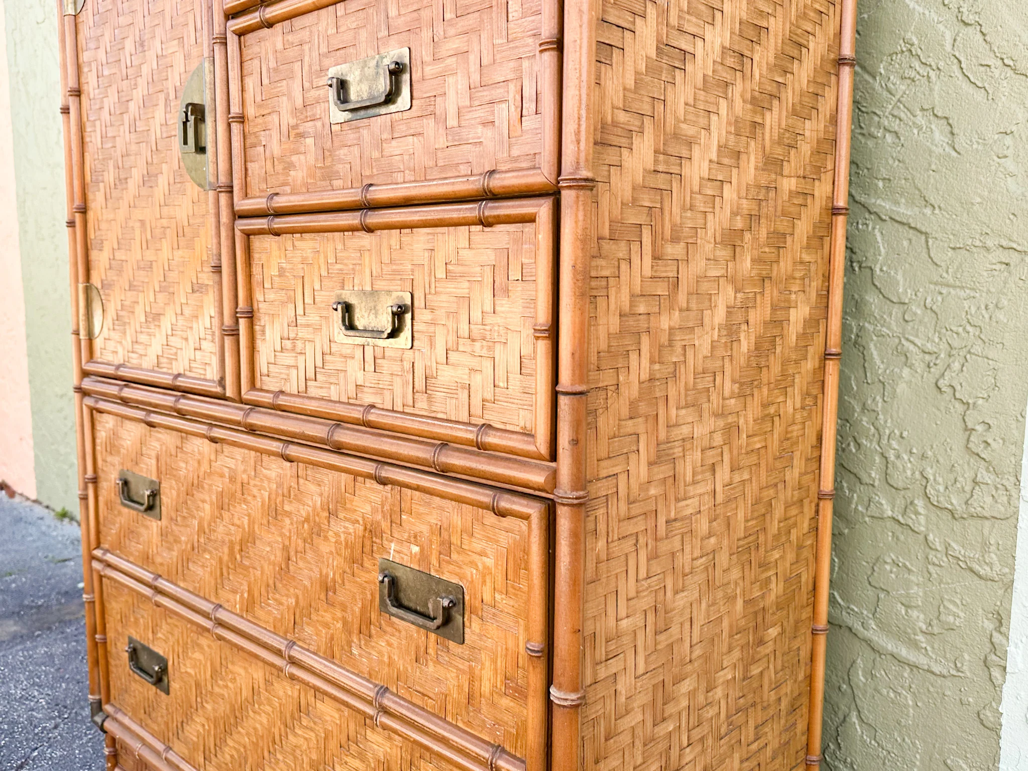 Island Style Woven Rattan Armoire - Image 14