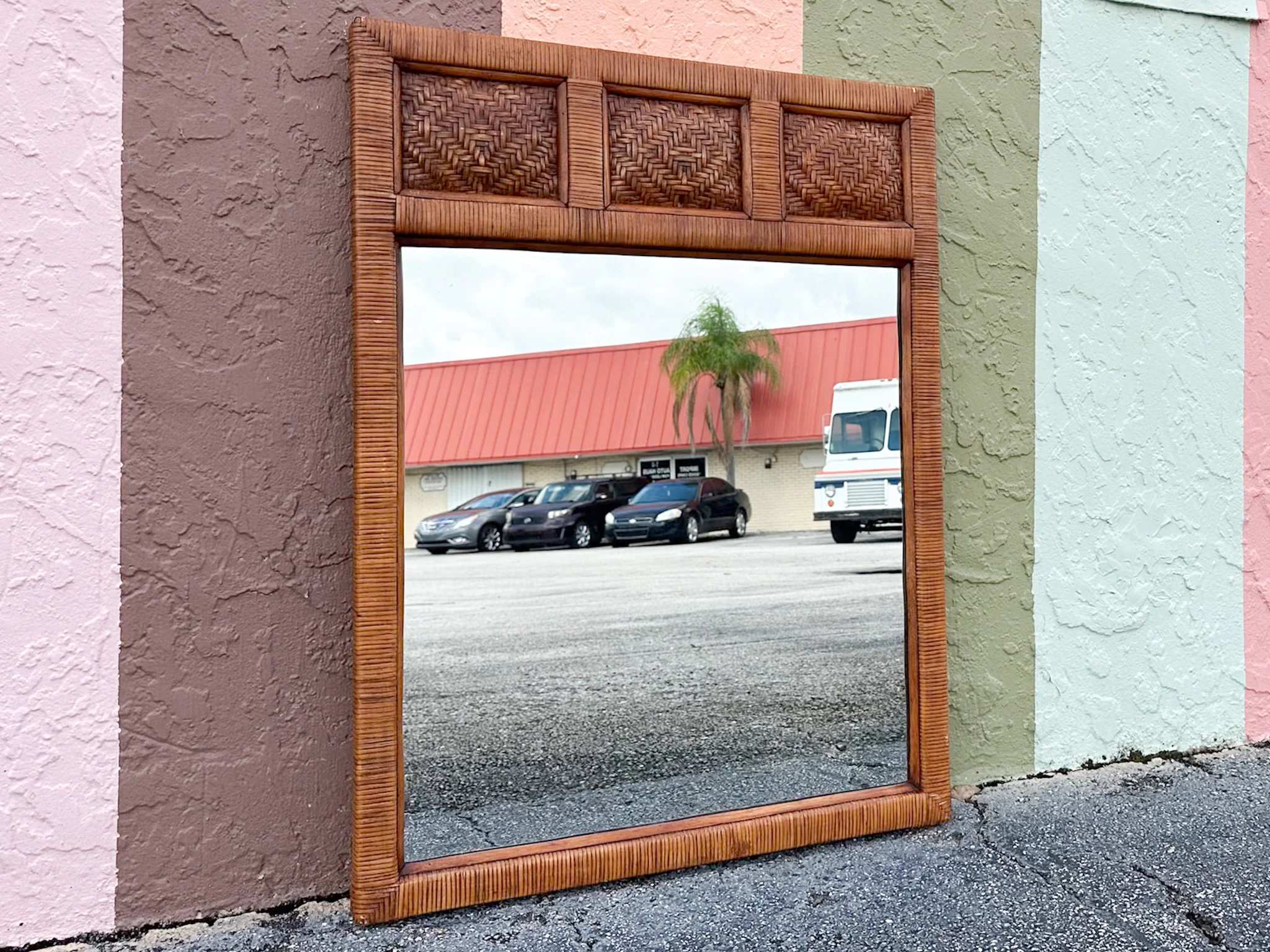 Island Style Woven Rattan Mirror - Image 2