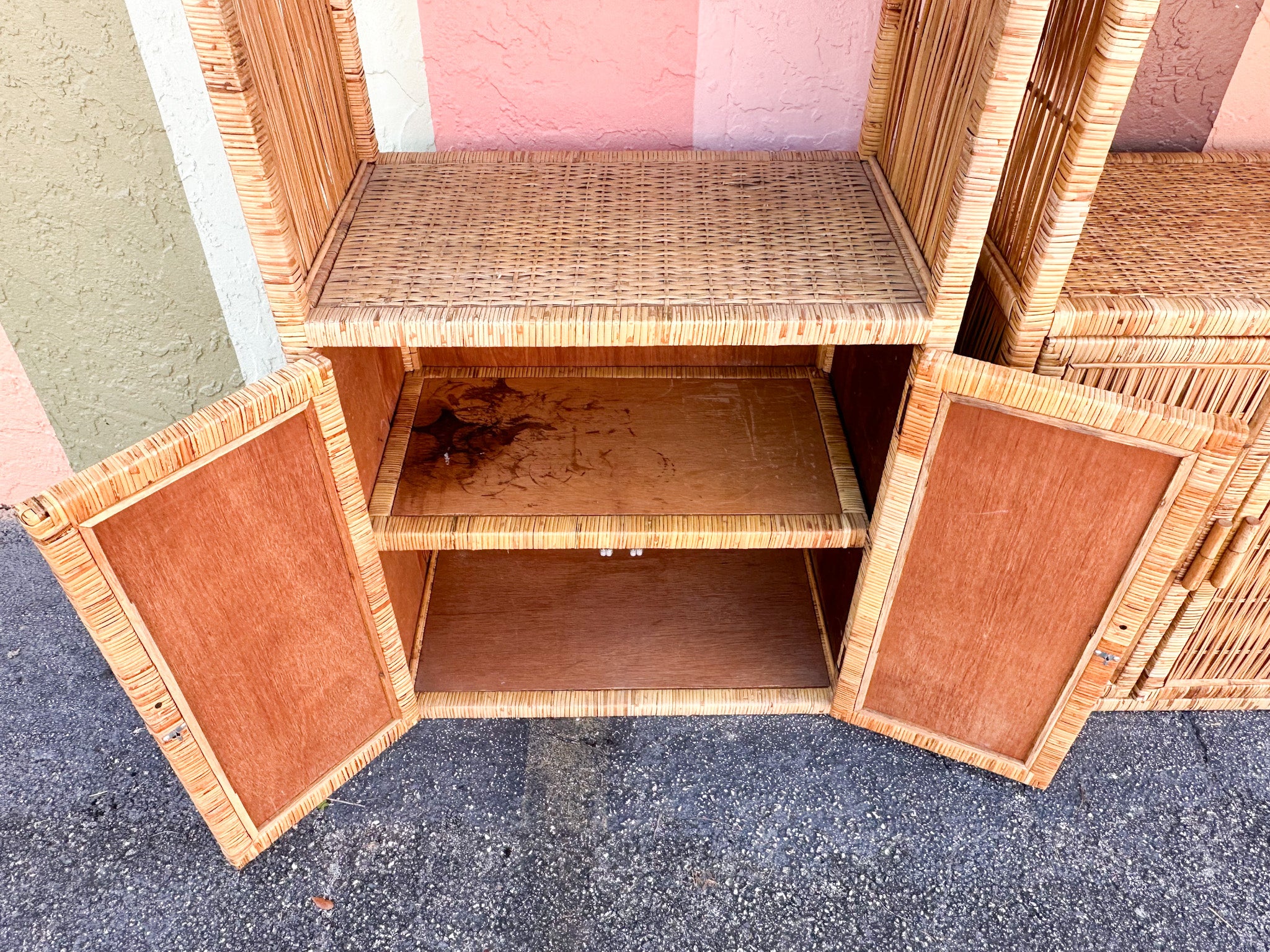 Pair of Island Style Rattan Wrapped Cabinets - Image 15