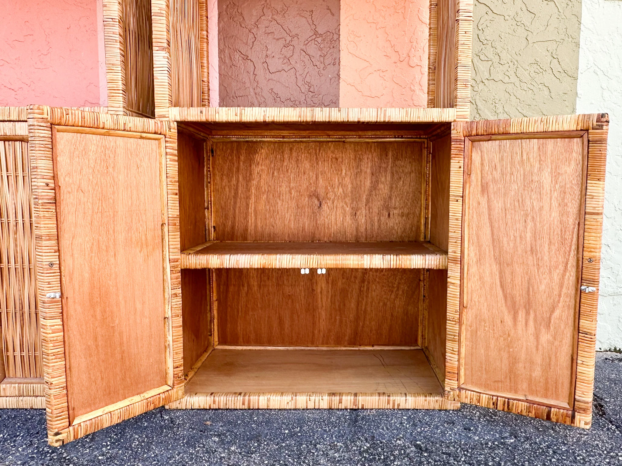 Pair of Island Style Rattan Wrapped Cabinets - Image 17