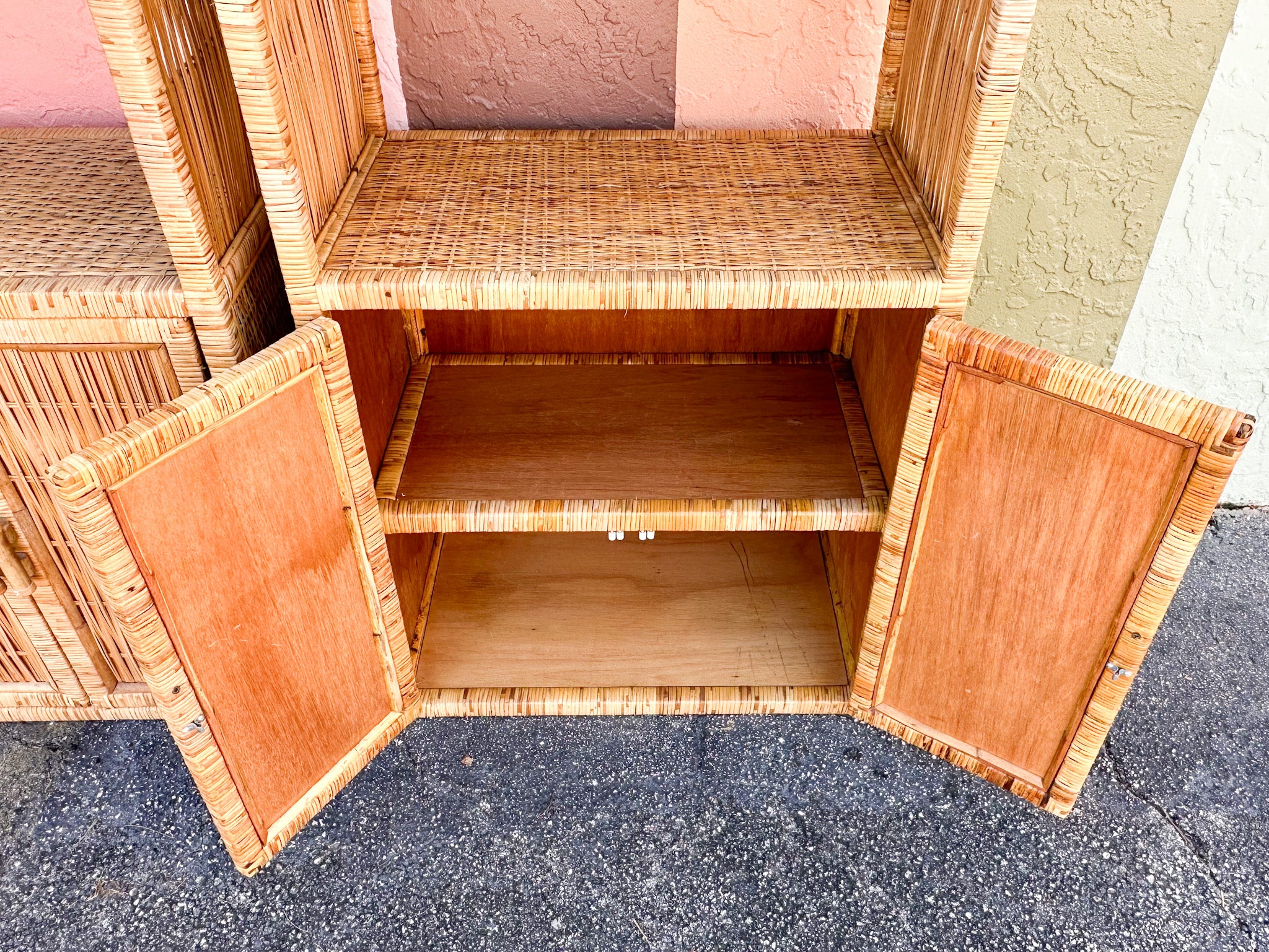 Pair of Island Style Rattan Wrapped Cabinets - Image 19