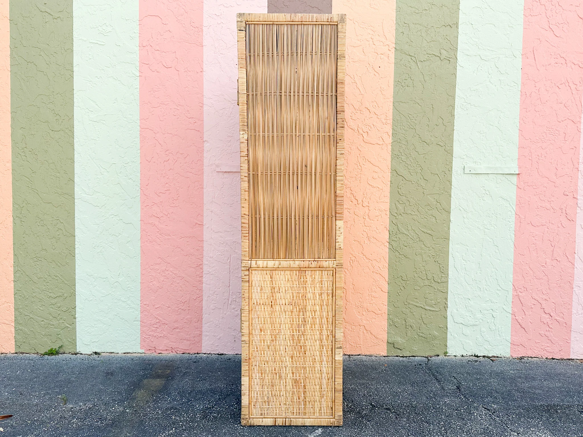 Pair of Island Style Rattan Wrapped Cabinets - Image 2
