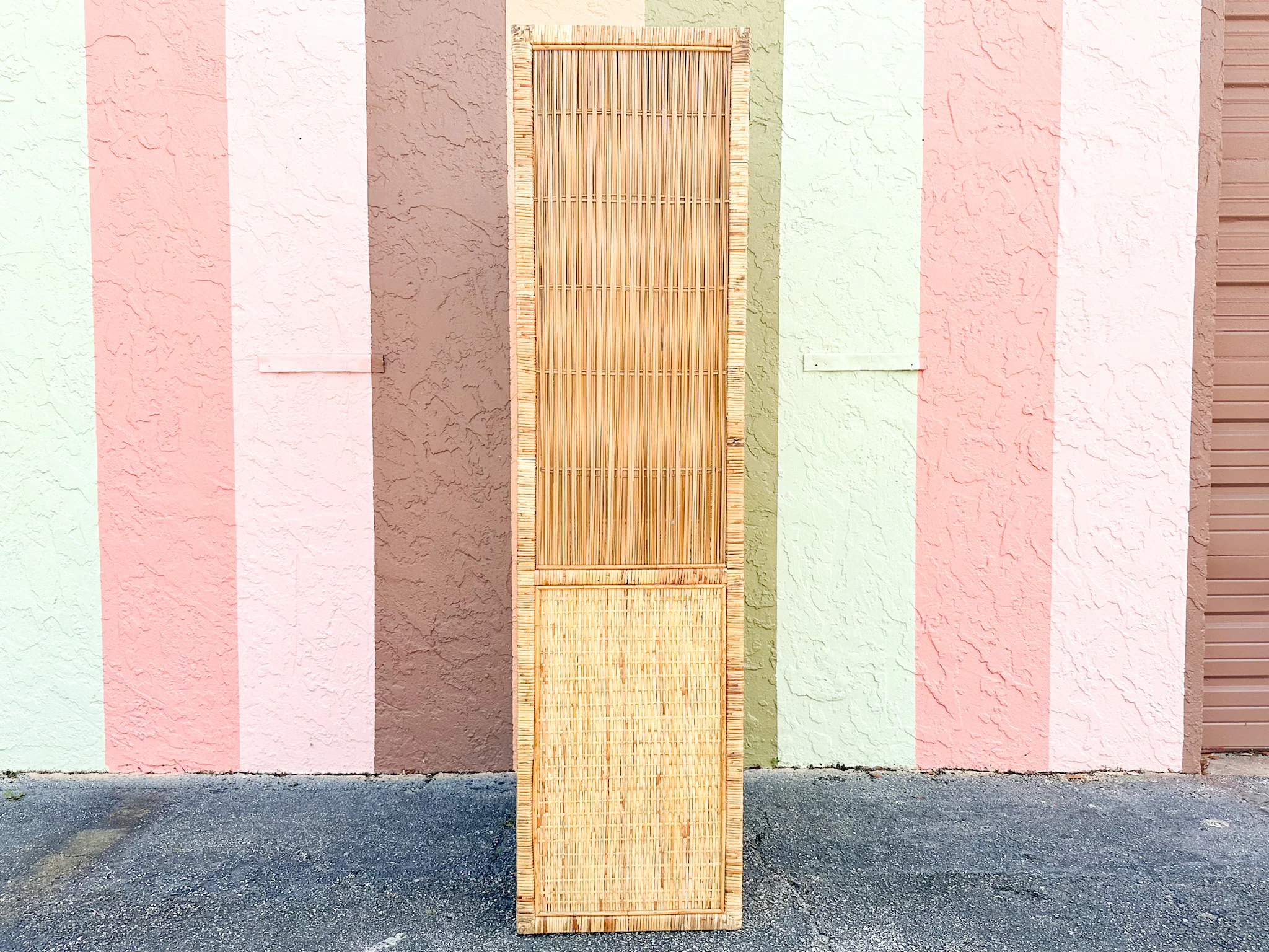 Pair of Island Style Rattan Wrapped Cabinets - Image 4