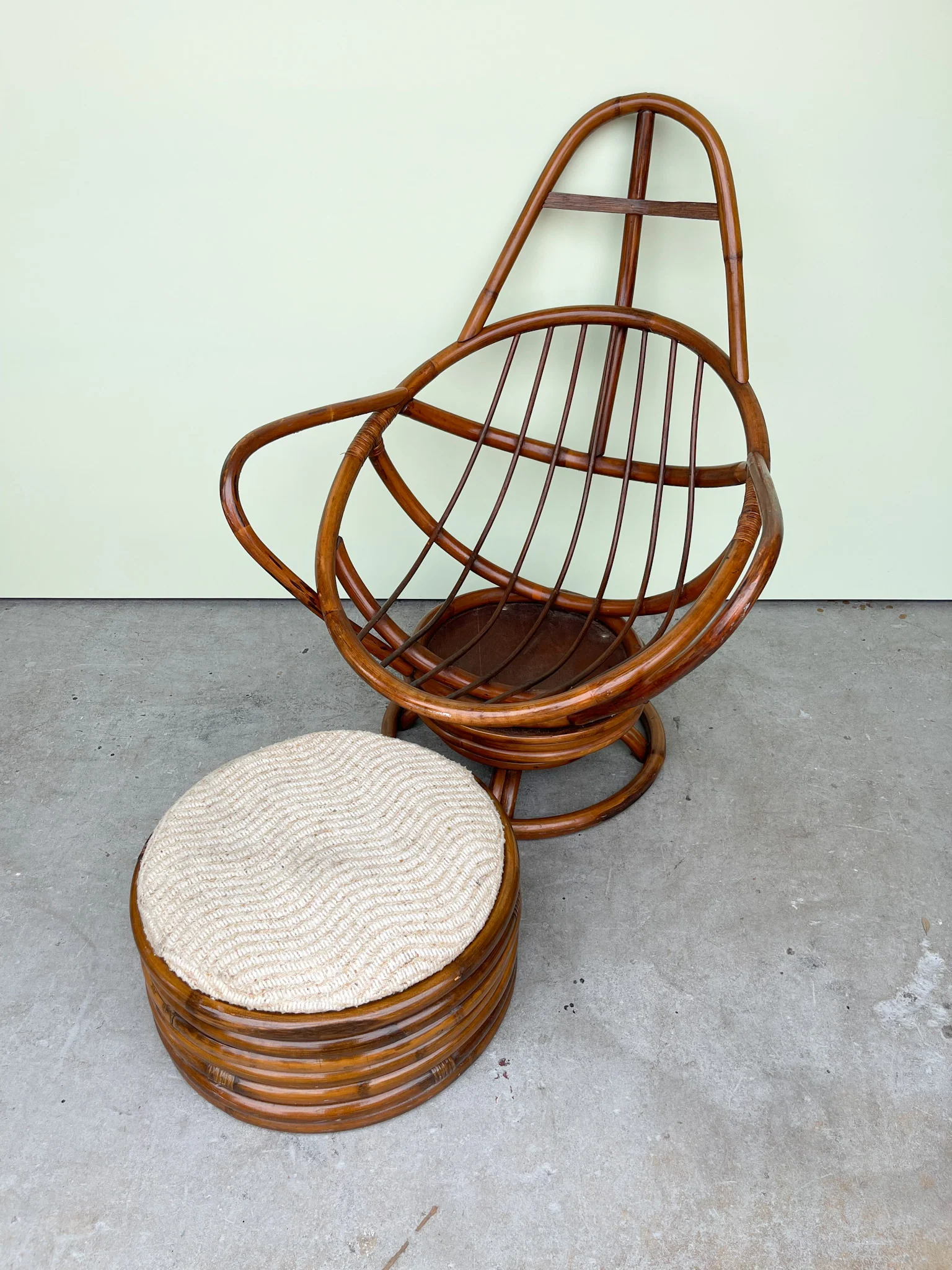 Islandy Rattan Swivel Chair and Ottoman - Image 2