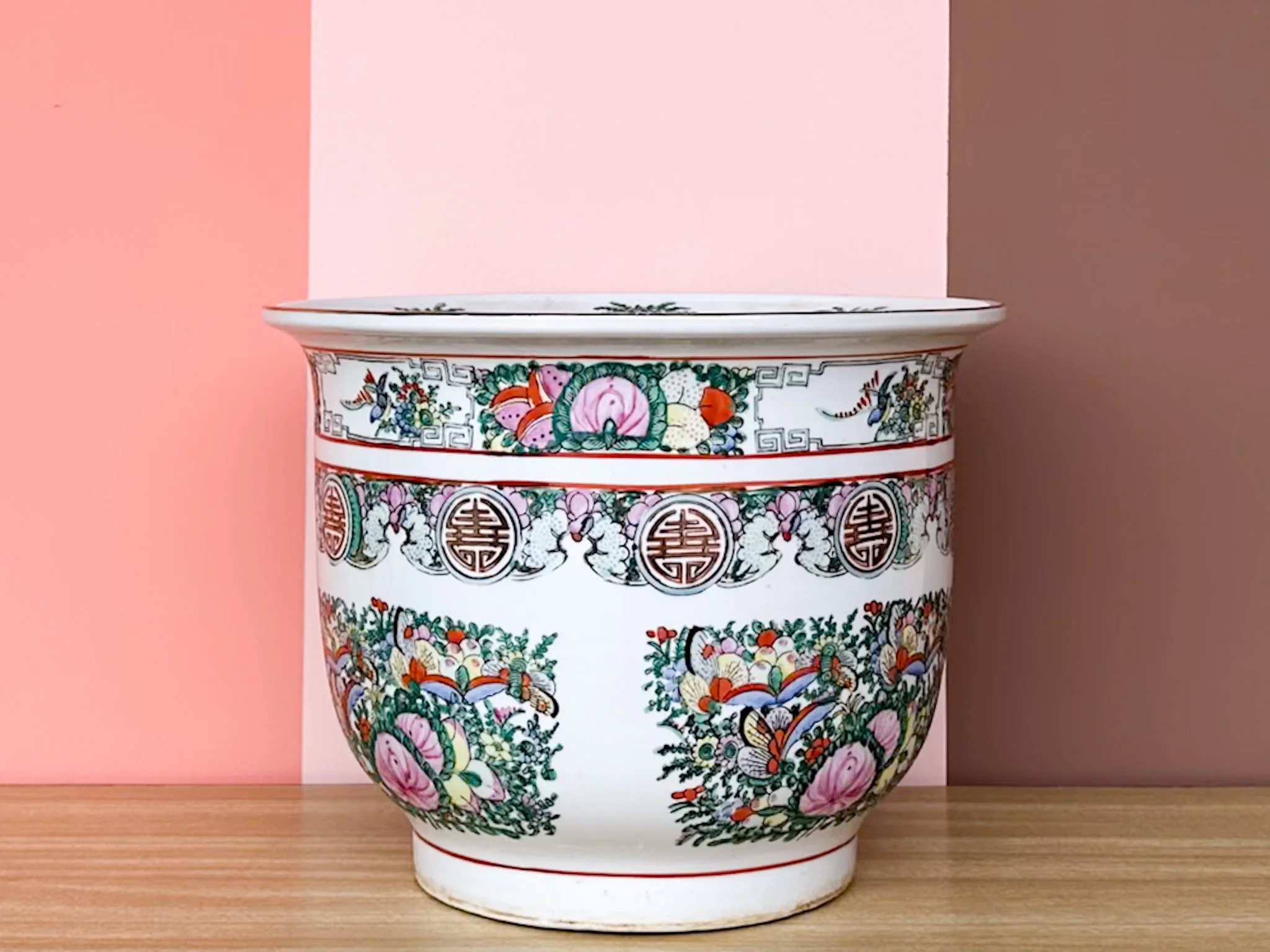 Italian Famille Rose Cachepot - Image 2