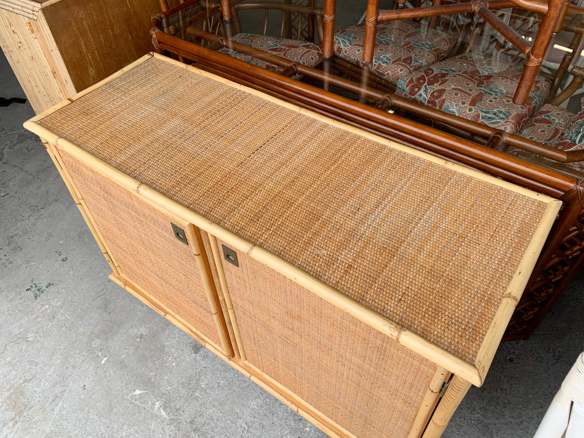 Italian Rattan and Seagrass Cabinet - Image 2