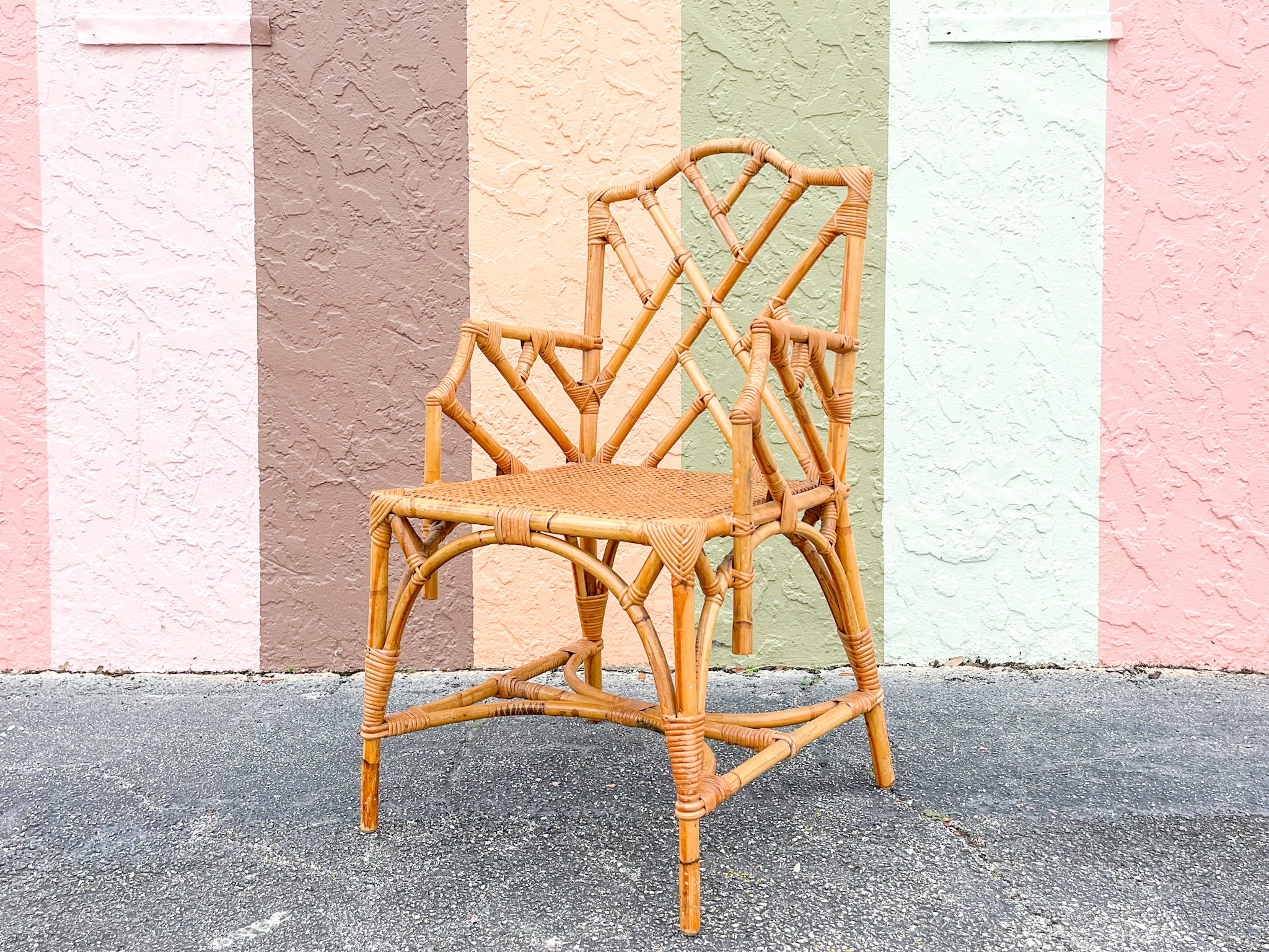 Italian Rattan Chippendale Arm Chair - Image 2