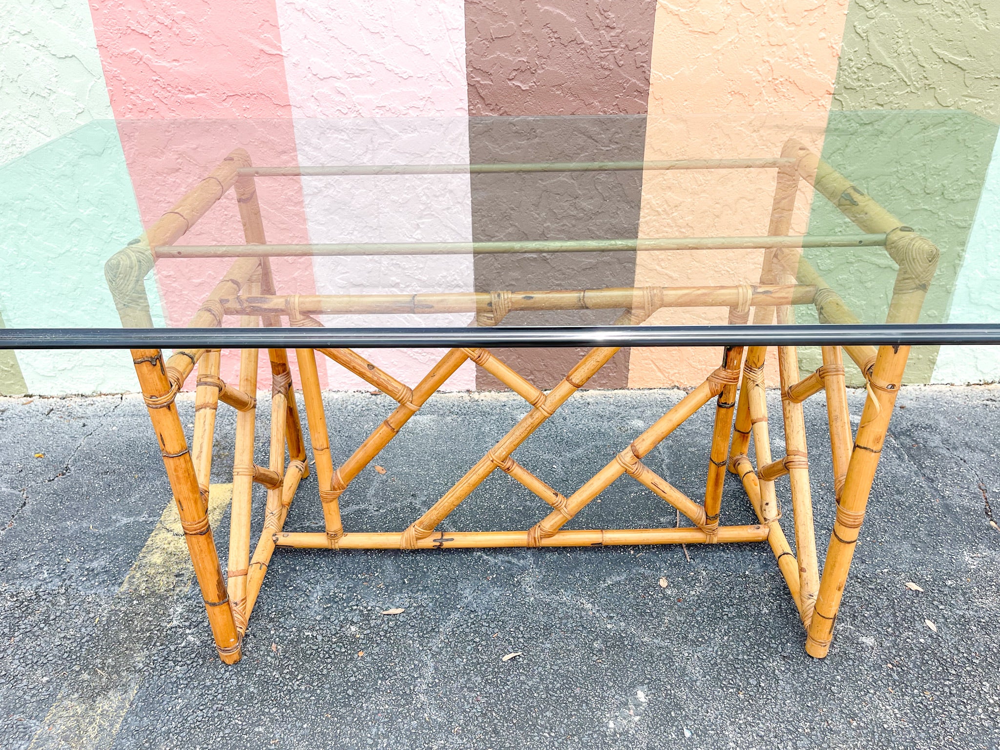 Italian Rattan Chippendale Dining Table - Image 4