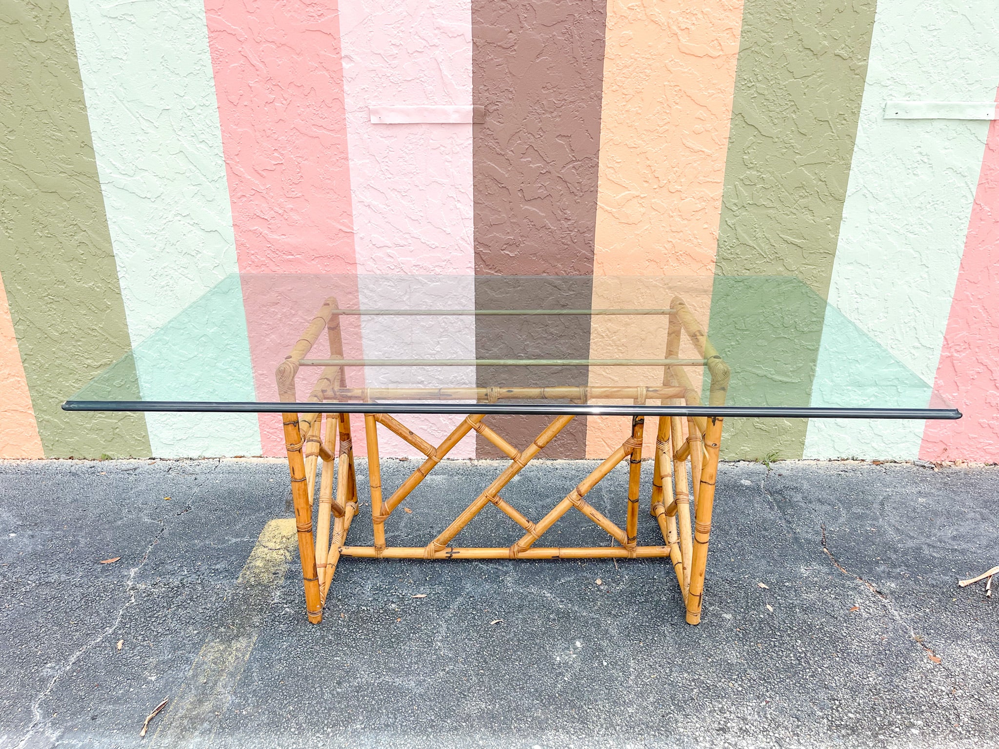 Italian Rattan Chippendale Dining Table - Image 5