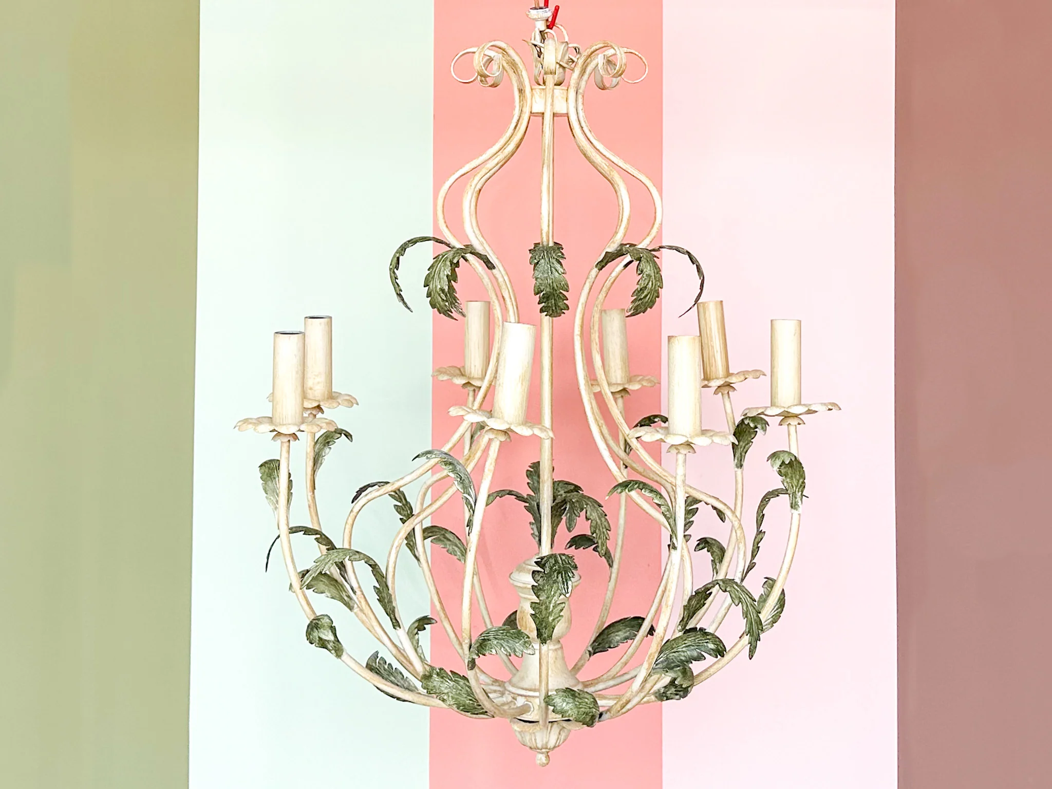 Italian Tole Spring Leaf Chandelier - Image 2