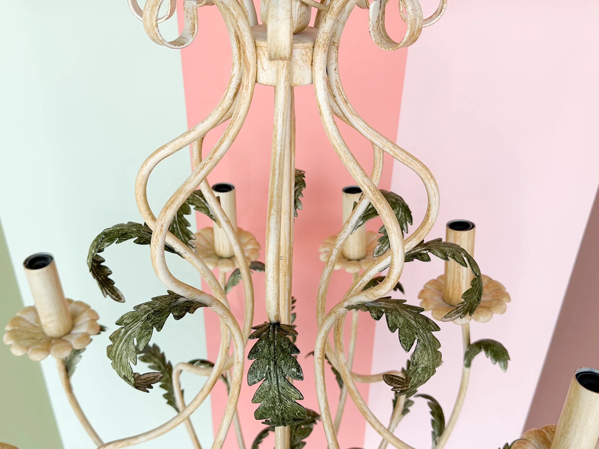 Italian Tole Spring Leaf Chandelier - Image 5