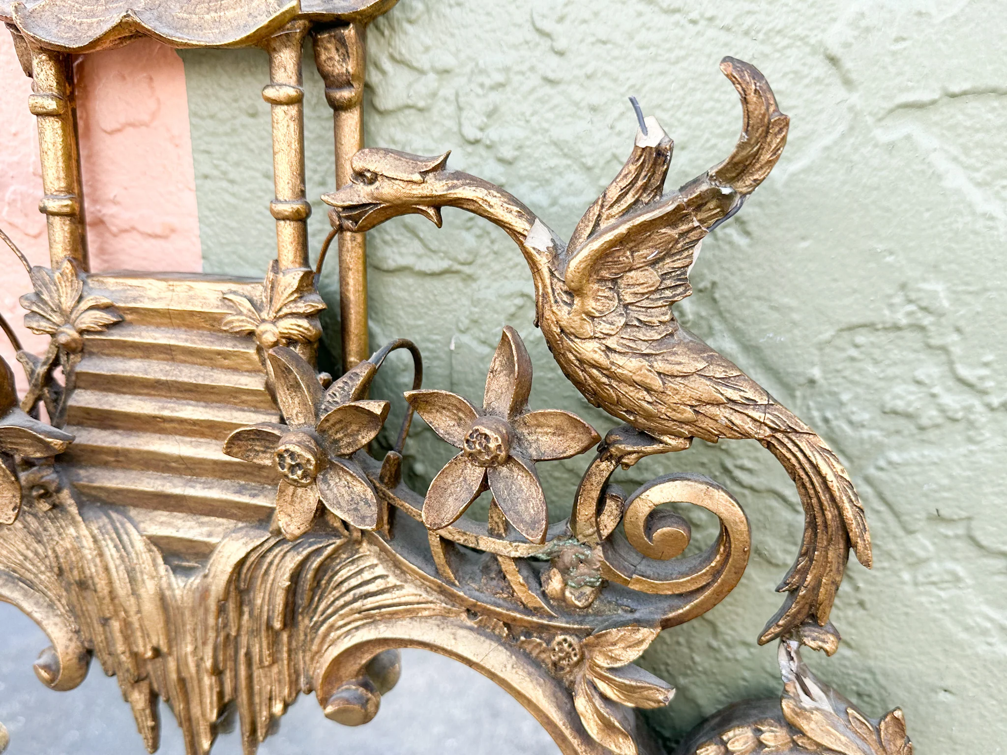 Italian Wood Carved Pagoda Mirror - Image 14