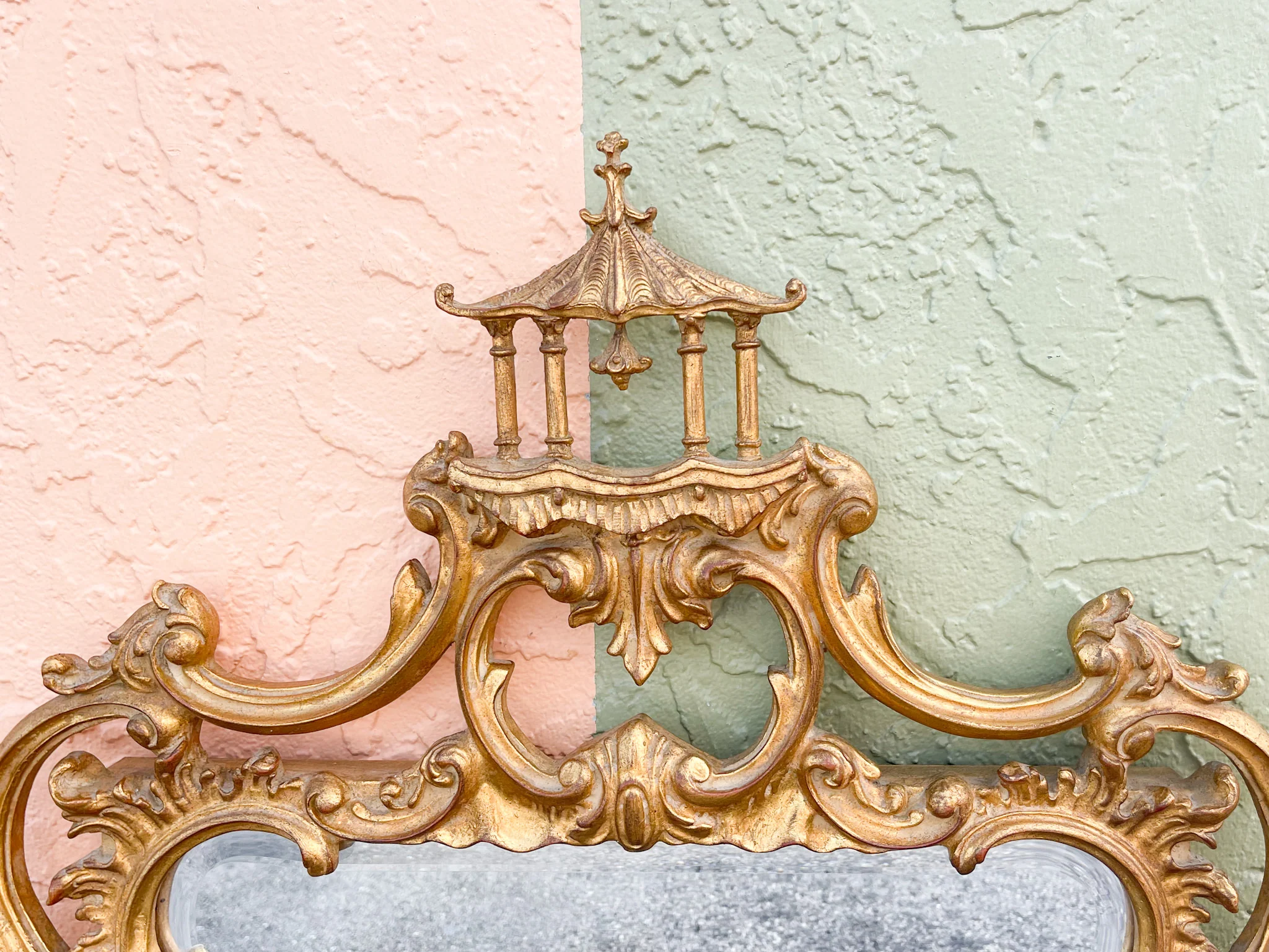 Italian Wood Carved Pagoda Mirror - Image 11