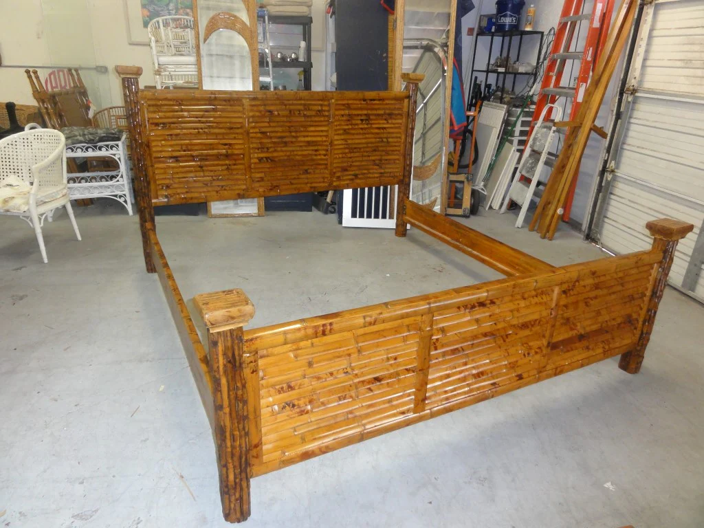King Size Tortoise Shell Bamboo Bed - Image 2