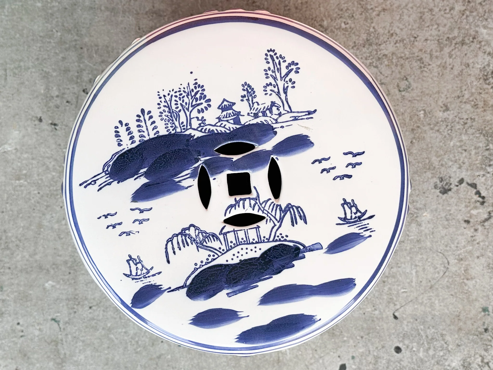 Kips Bay Show House Blue and White Pagoda Garden Seat - Image 2