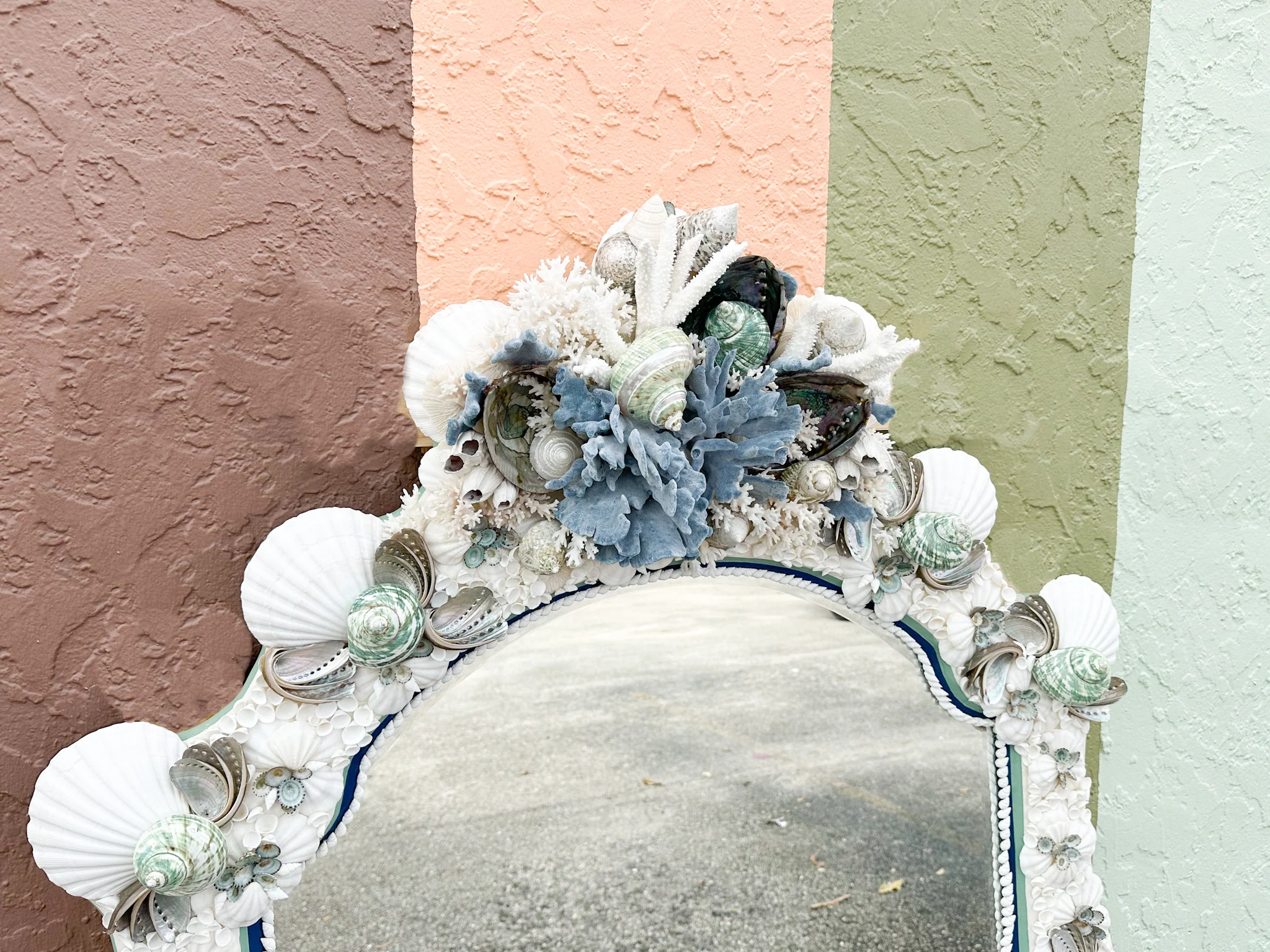 Kips Bay Show House Cobalt and Celadon Custom Shell Mirror - Image 10