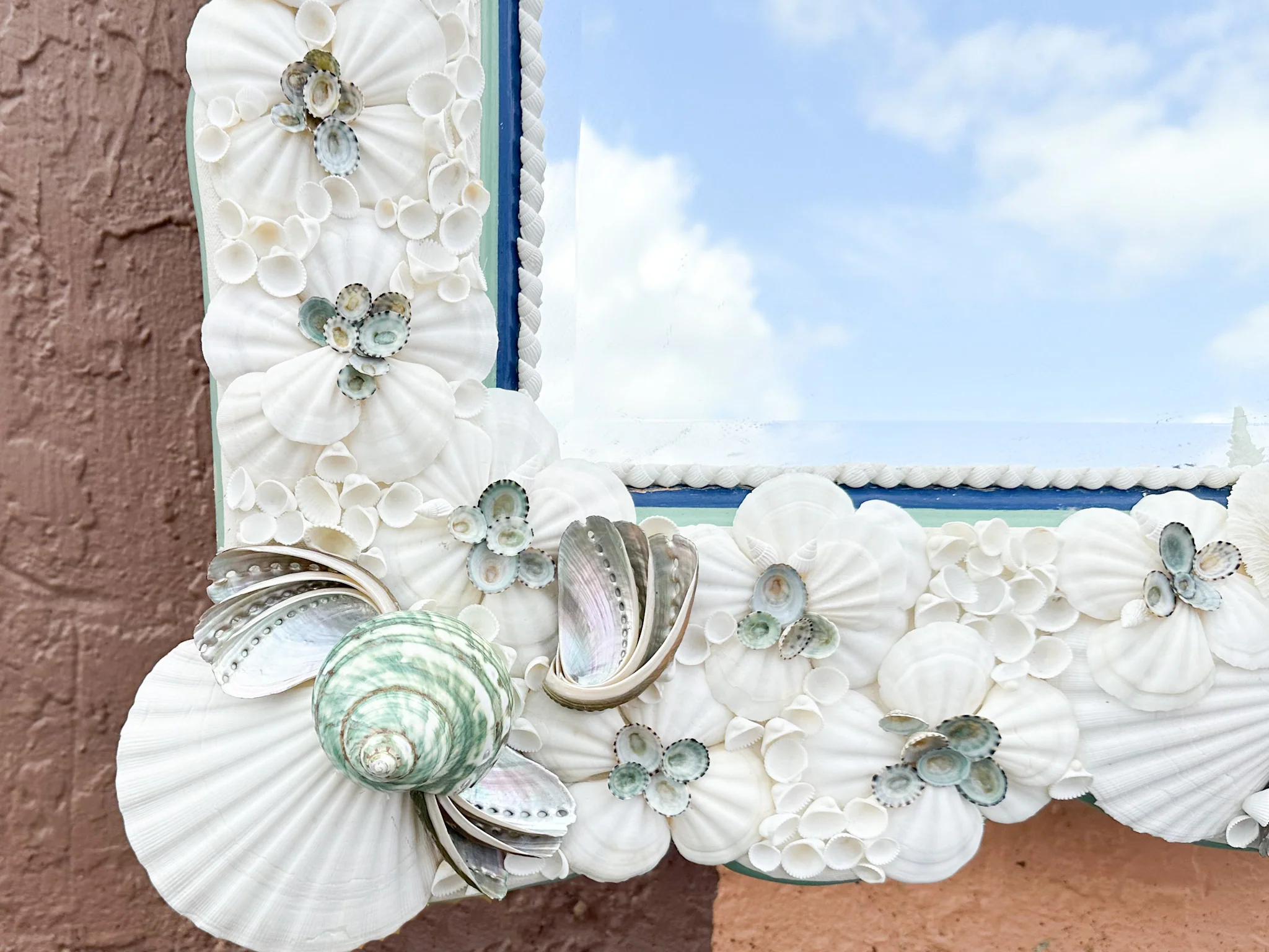 Kips Bay Show House Cobalt and Celadon Custom Shell Mirror - Image 14