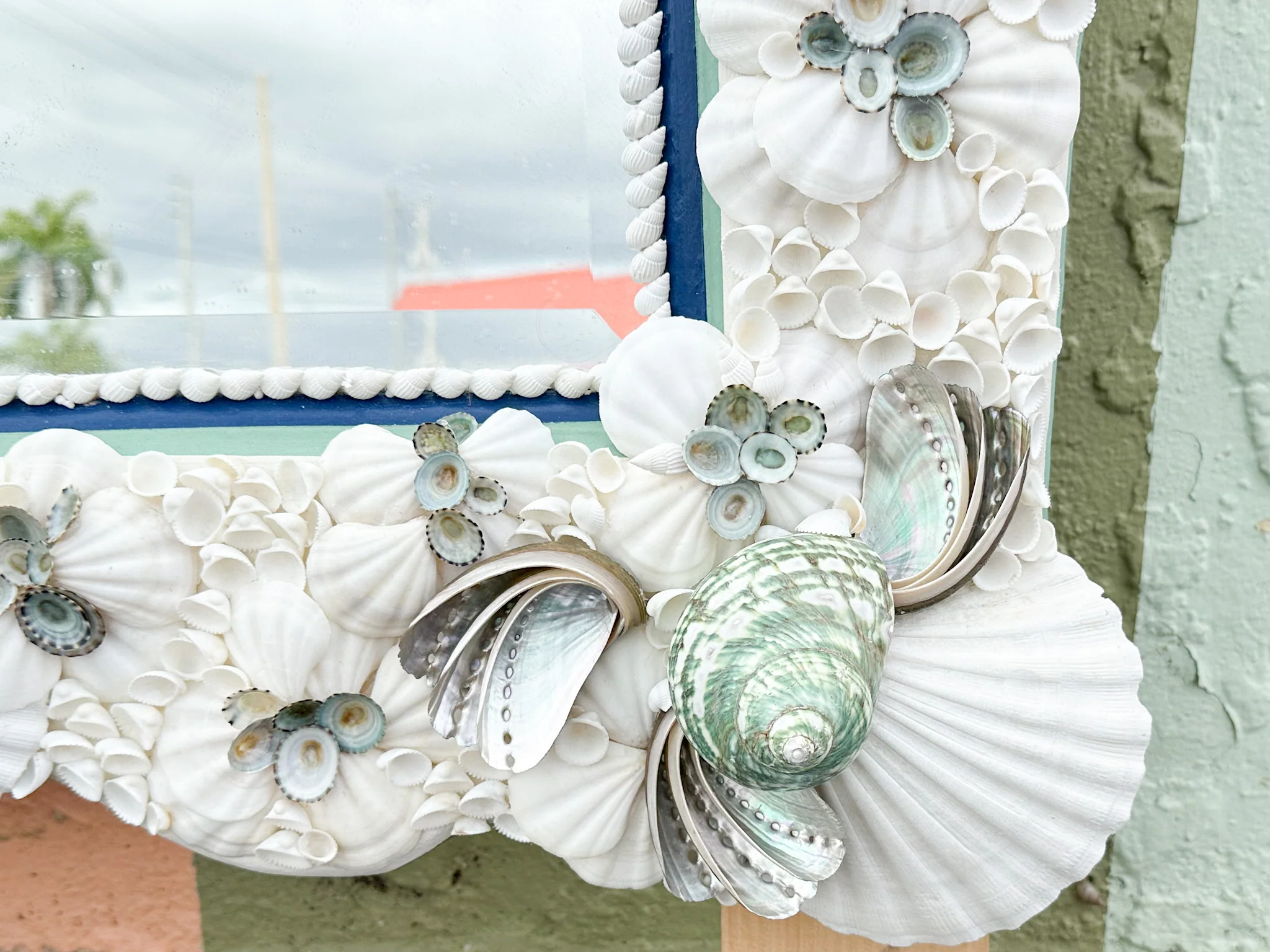 Kips Bay Show House Cobalt and Celadon Custom Shell Mirror - Image 8