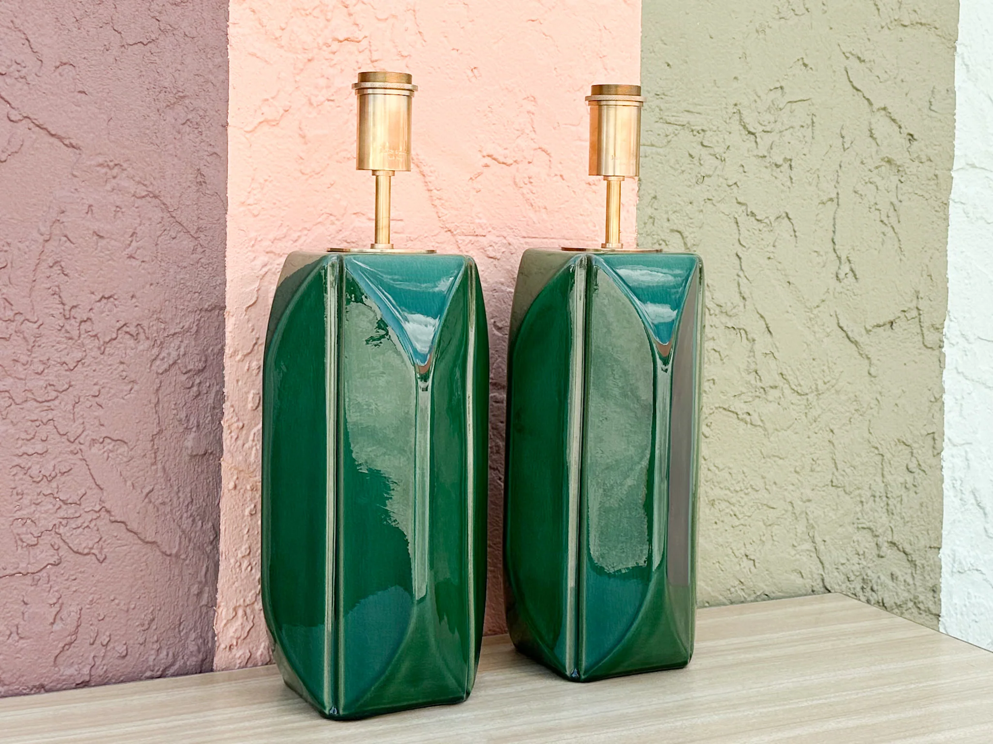 Kips Bay Show House Modern Gorg Green Lamps - Image 2