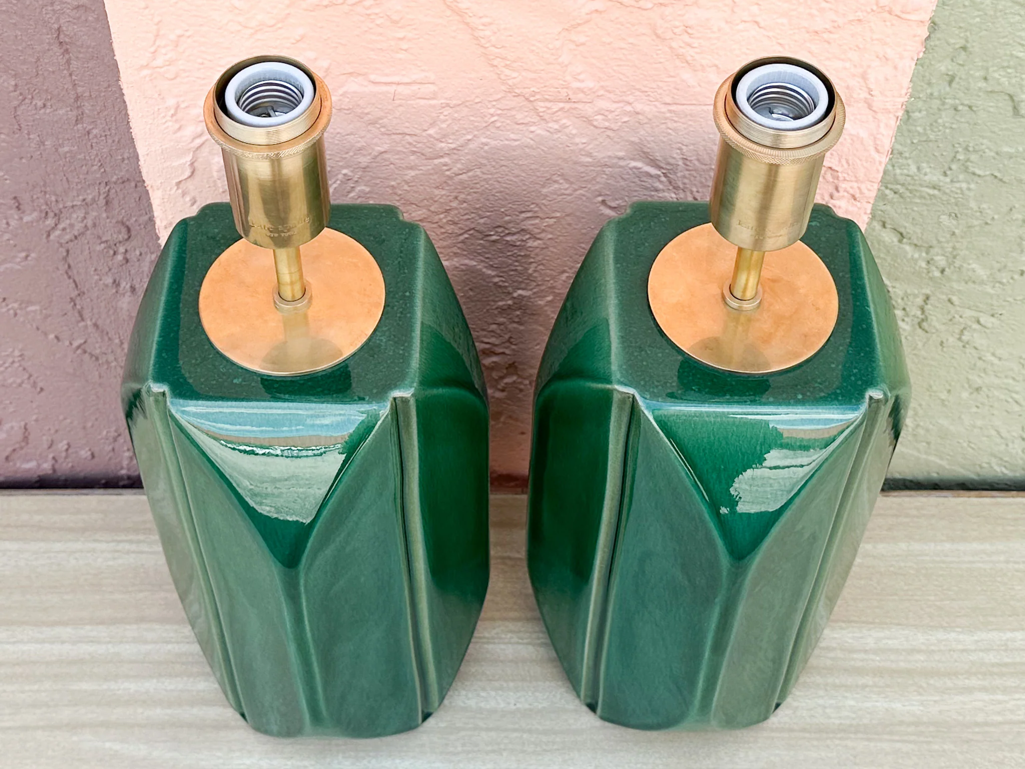 Kips Bay Show House Modern Gorg Green Lamps - Image 4