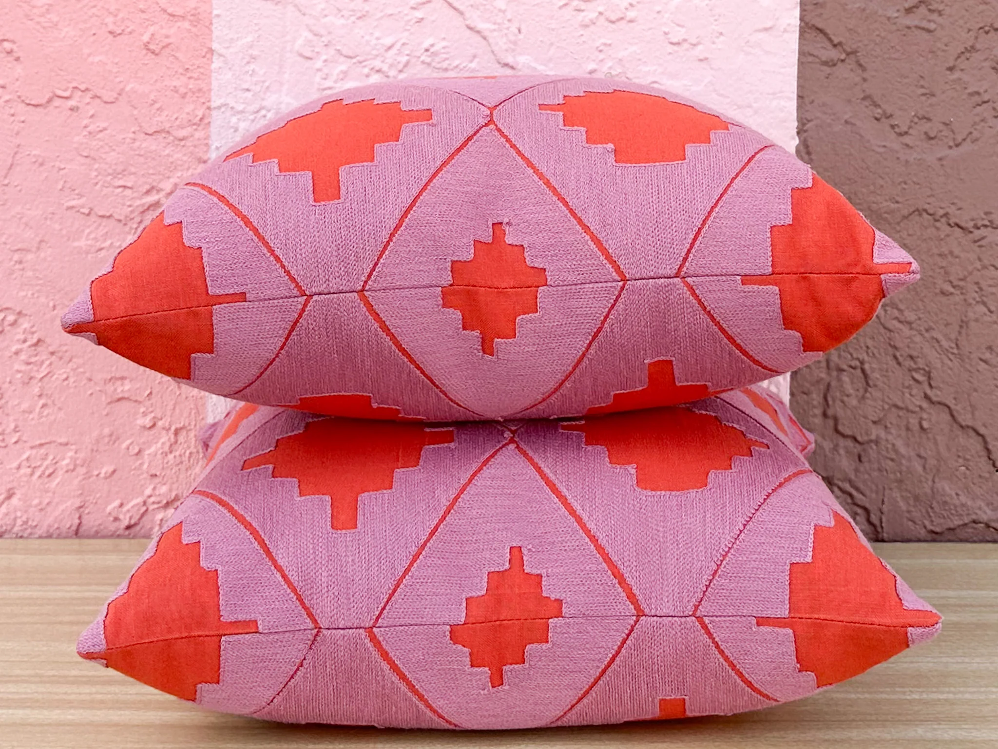 Kips Bay Show House Pair of Pink and Orange Pillows - Image 6