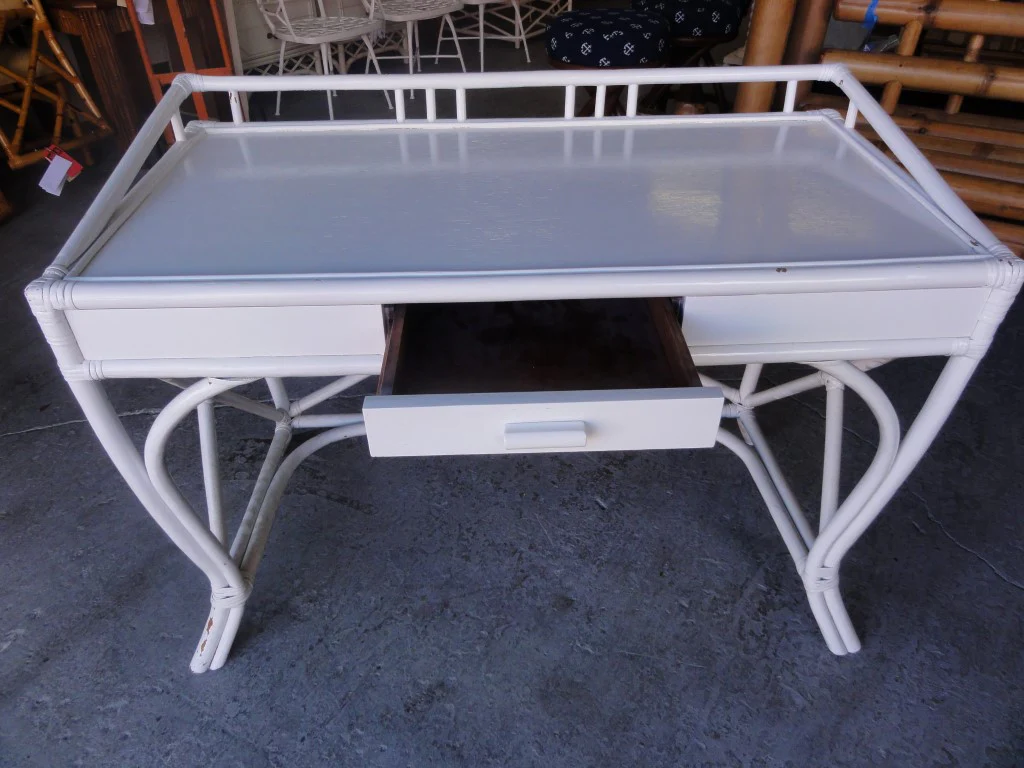 Lacquered Rattan Writing Desk - Image 2