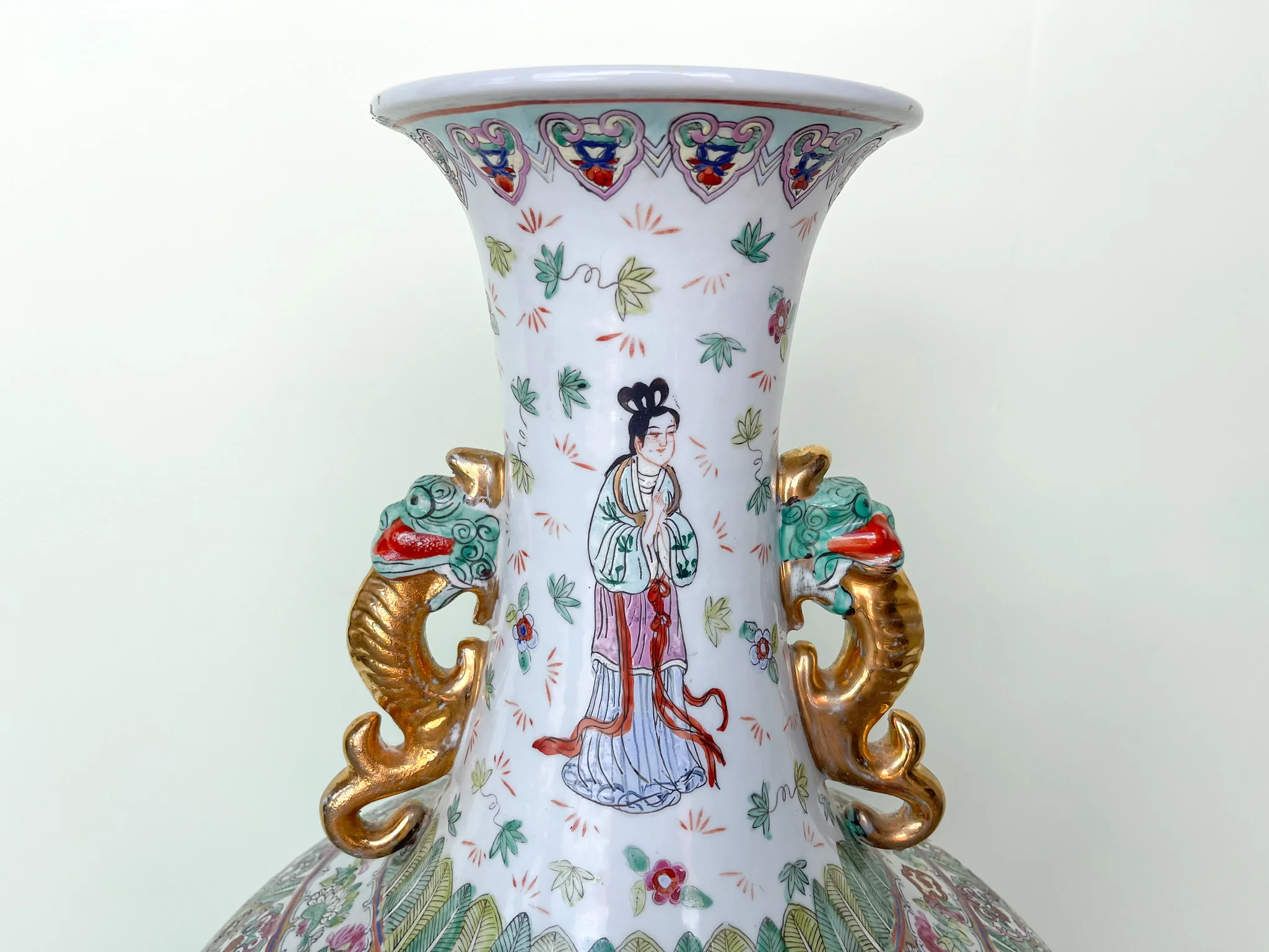 Large Asian Chic Colorful Vase - Image 3