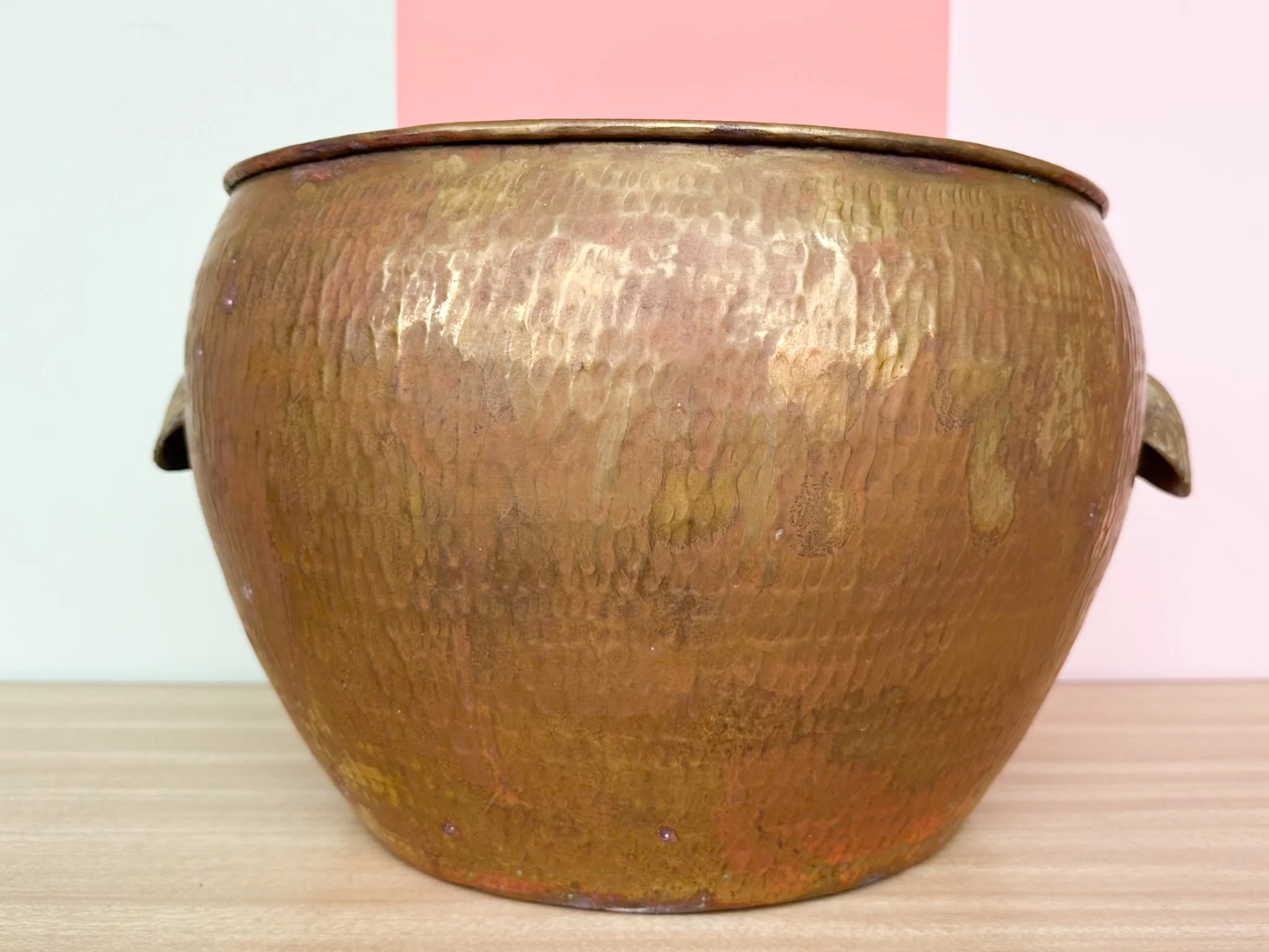 Large Brass Cachepot with Shell Handles - Image 2