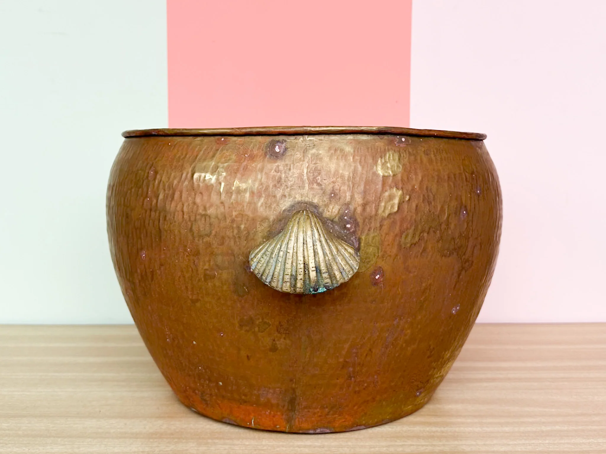 Large Brass Cachepot with Shell Handles - Image 3