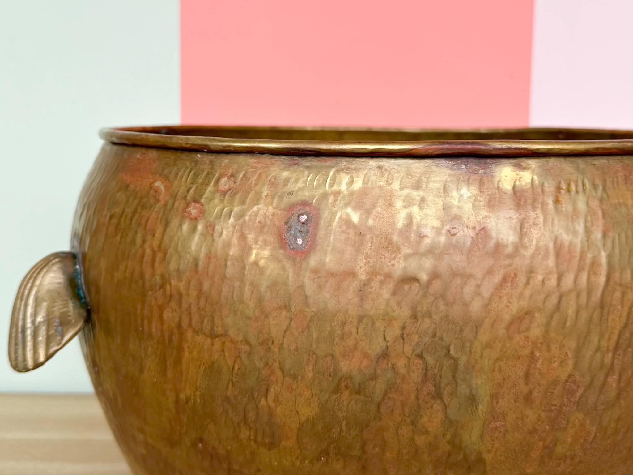 Large Brass Cachepot with Shell Handles - Image 4