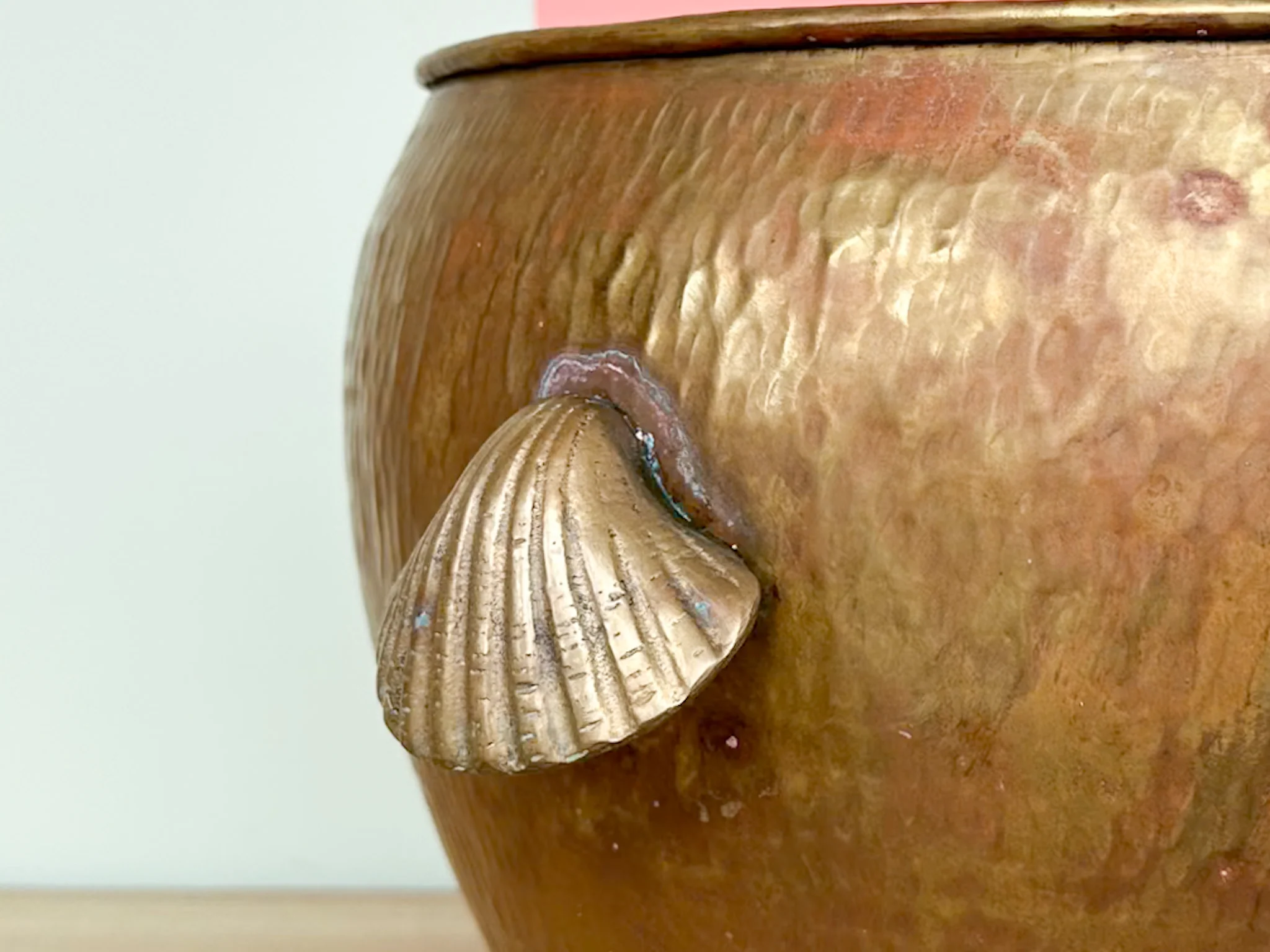 Large Brass Cachepot with Shell Handles - Image 6