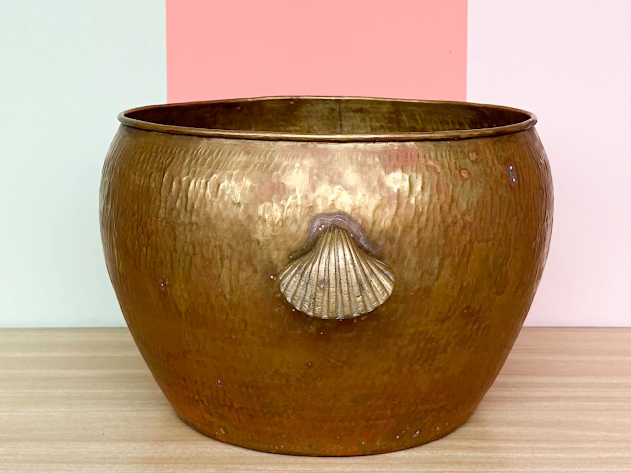Large Brass Cachepot with Shell Handles - Image 7