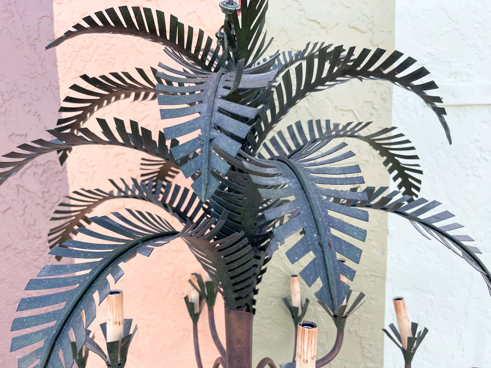 Large Currey and Company Palm Chandelier - Image 4