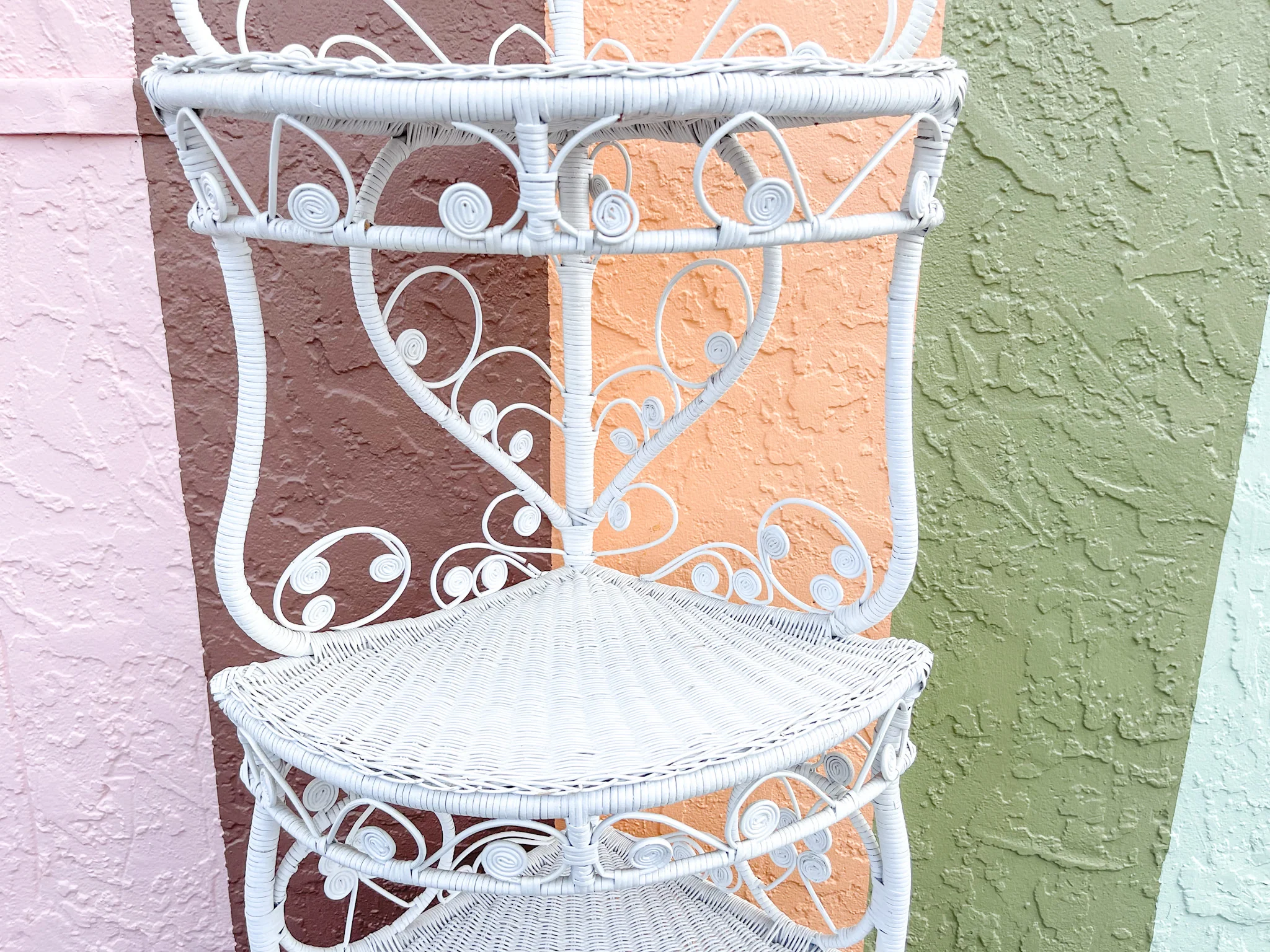 Large Fiddlehead Wicker Corner Shelf - Image 3