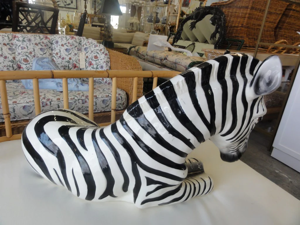 Large Glazed Ceramic Zebra - Image 3