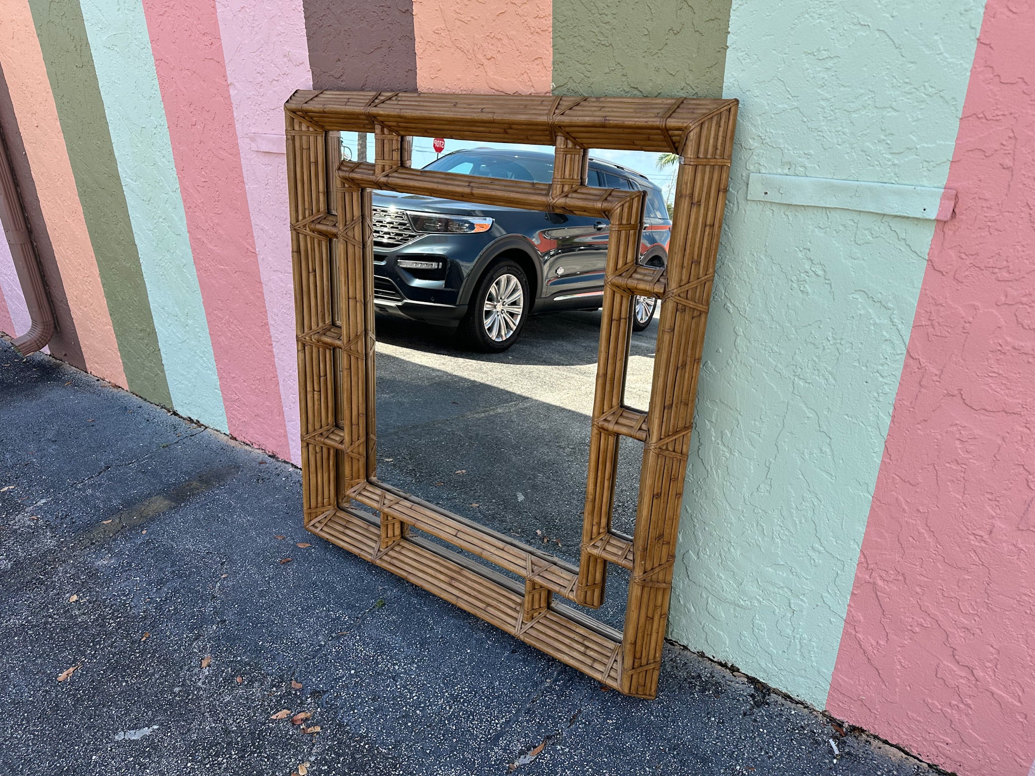 Large Kreiss Rattan Mirror - Image 2