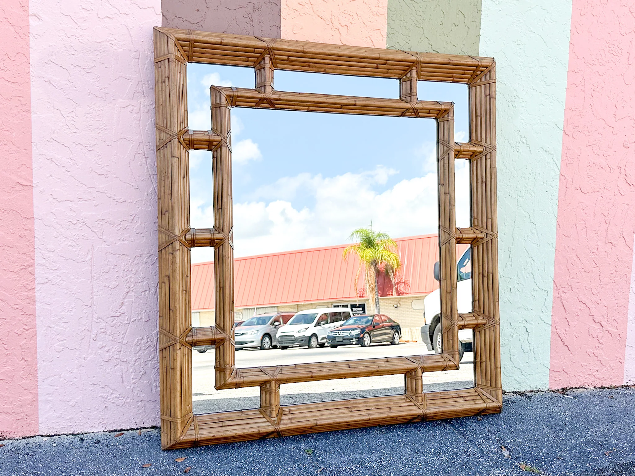Large Kreiss Rattan Mirror - Image 6
