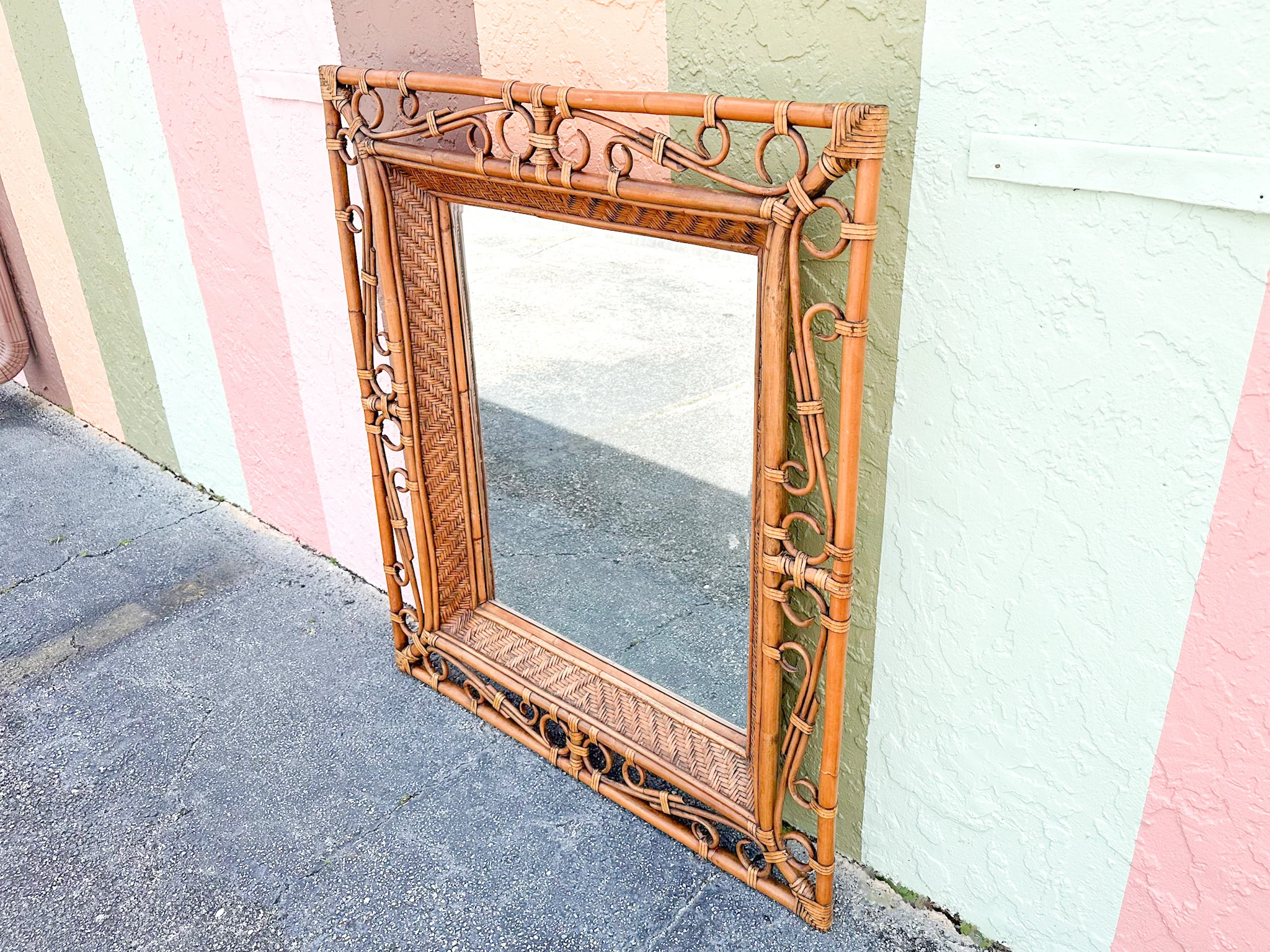 Large Island Whimsy Rattan Mirror - Image 11