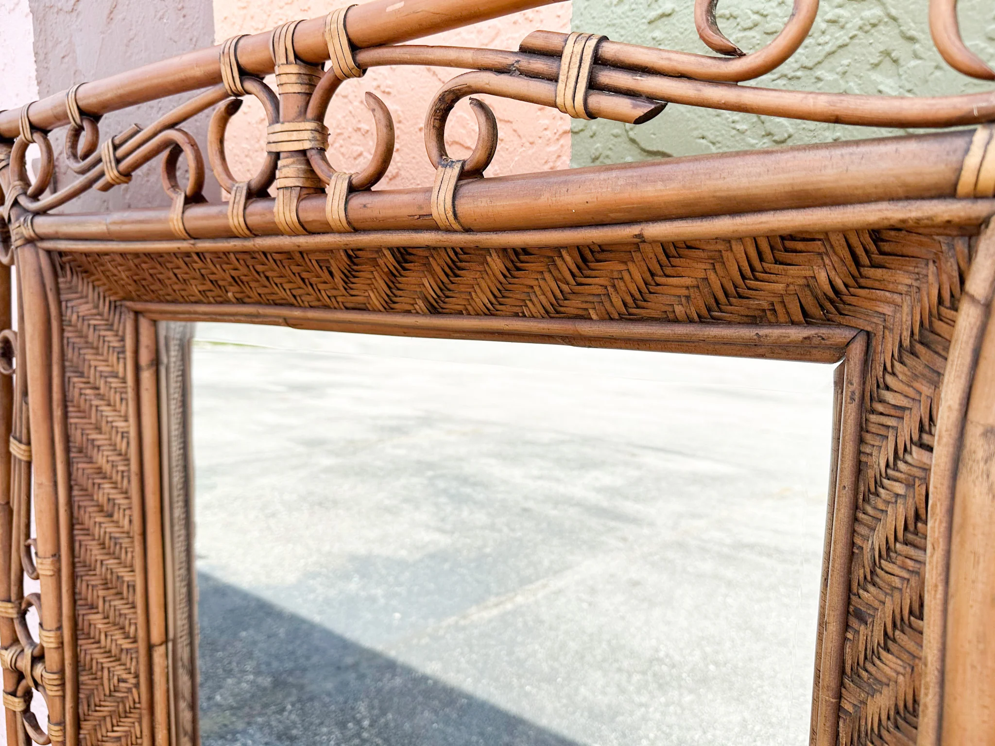 Large Island Whimsy Rattan Mirror - Image 12