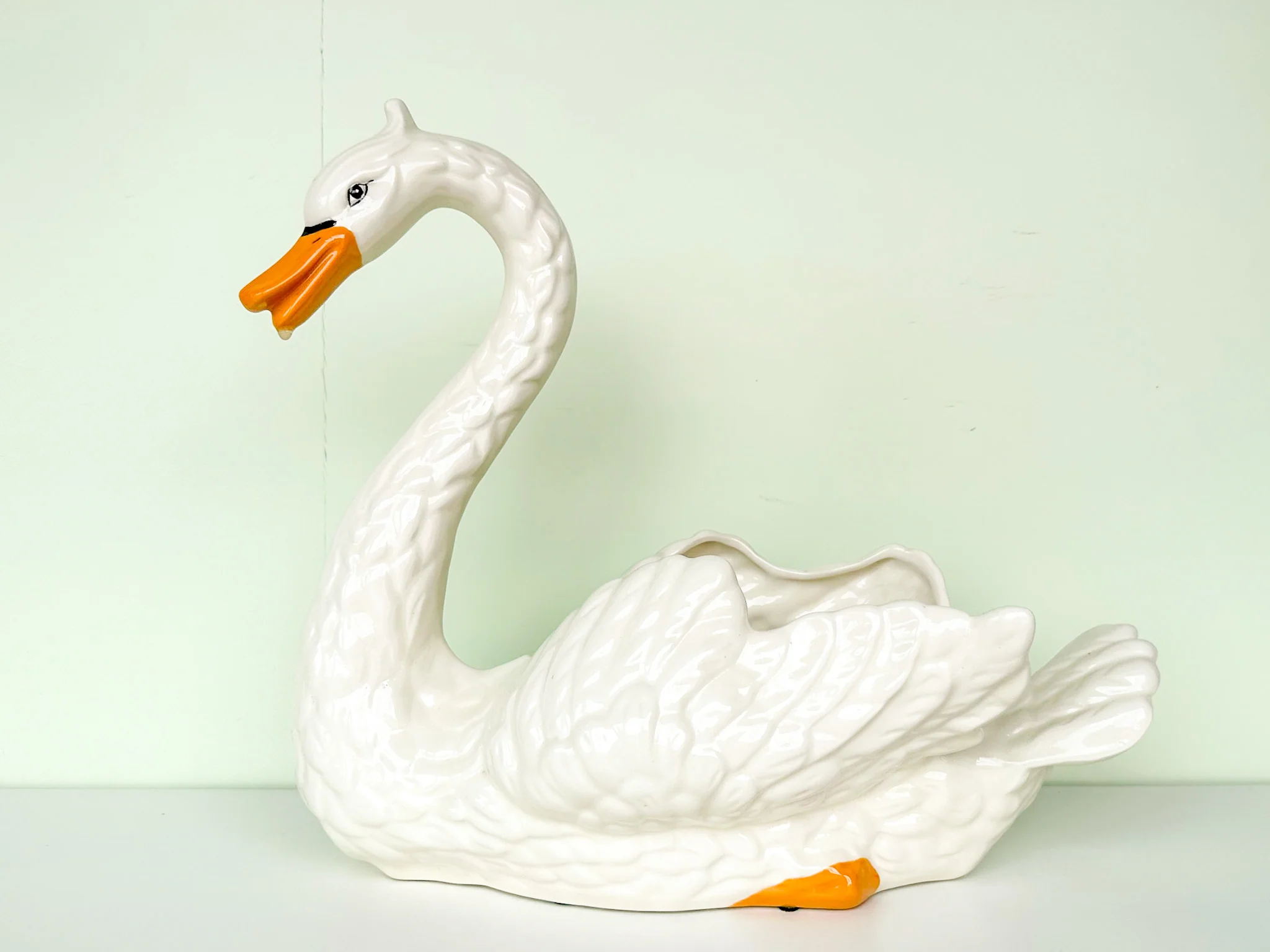 Large Italian Swan Cachepot
