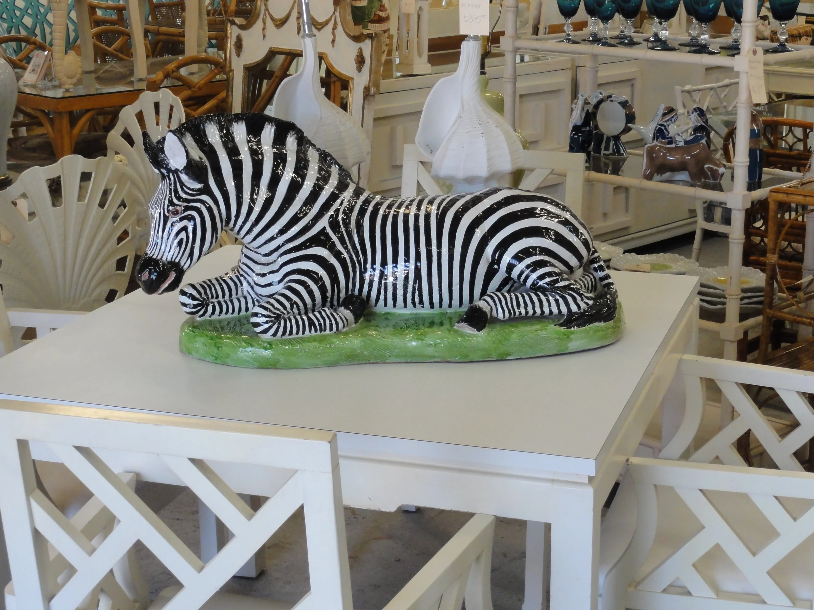 Large Italian Terracotta Zebra on Grass - Image 2