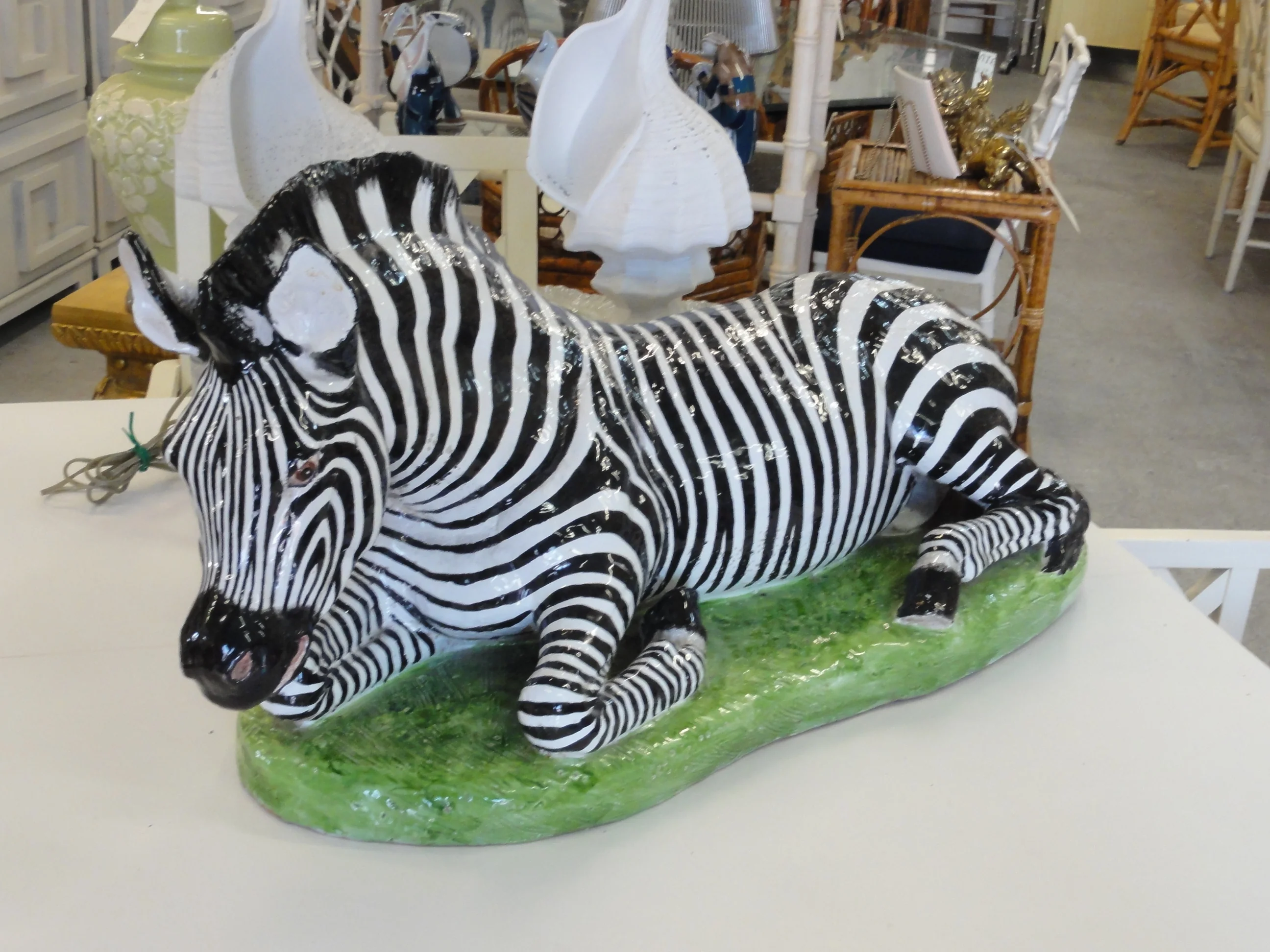 Large Italian Terracotta Zebra on Grass - Image 4