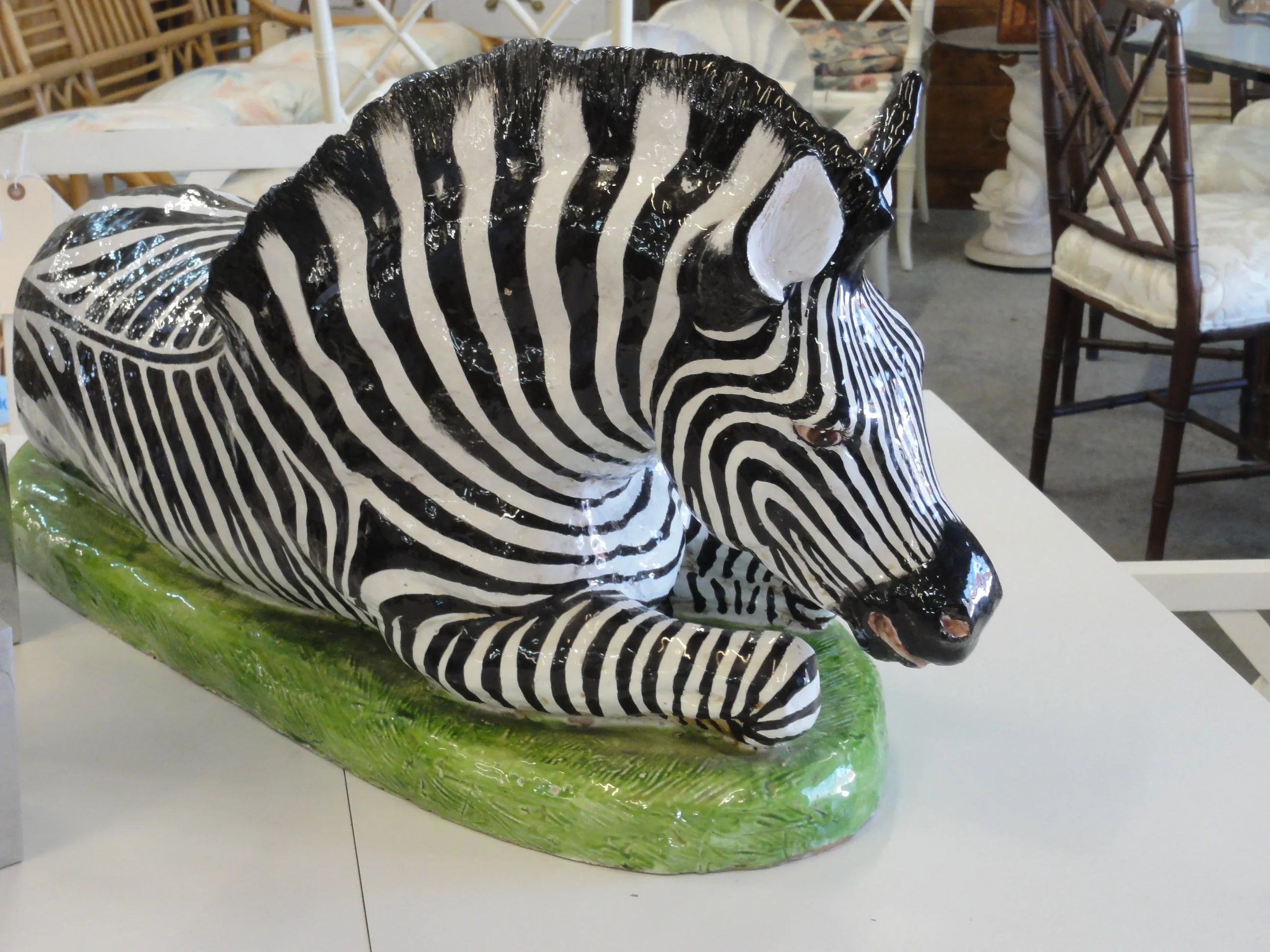 Large Italian Terracotta Zebra on Grass - Image 7