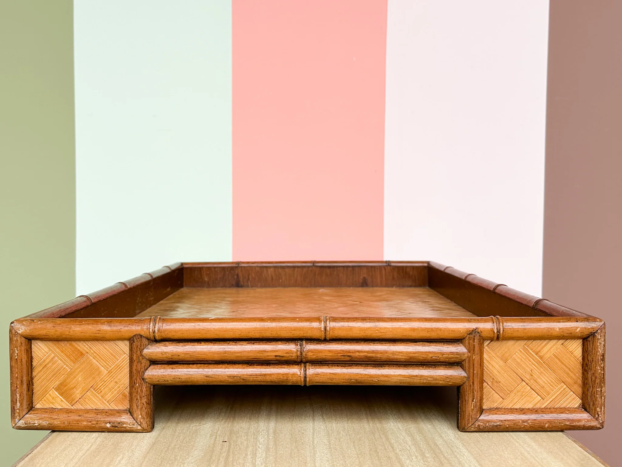 Large Parquet Rattan Tray - Image 2