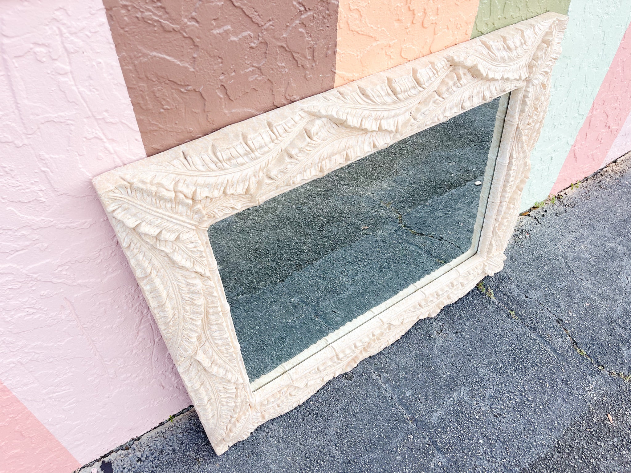 Large Plaster Palm Frond Mirror - Image 2