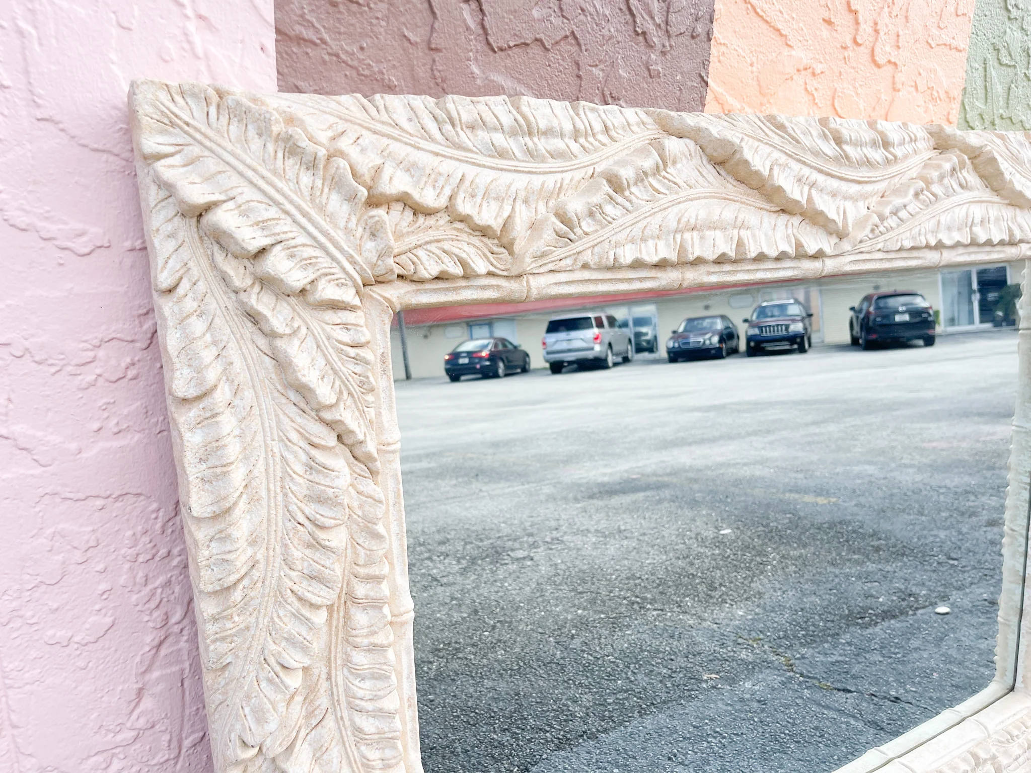 Large Plaster Palm Frond Mirror - Image 3